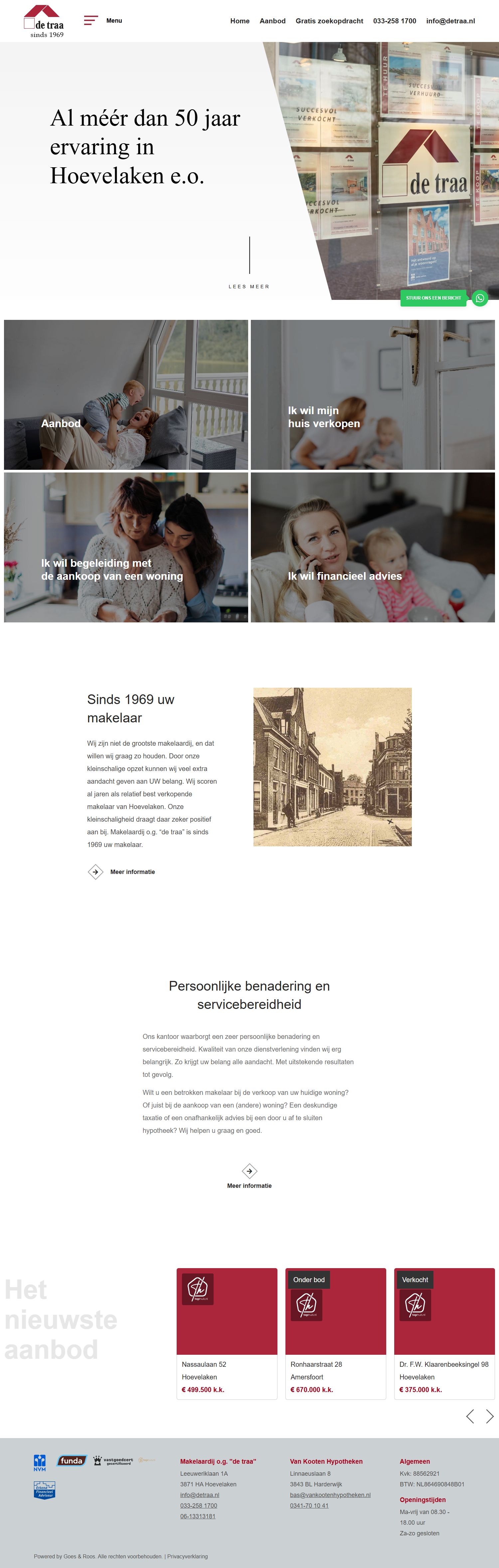 Screenshot van de website van www.detraa.nl