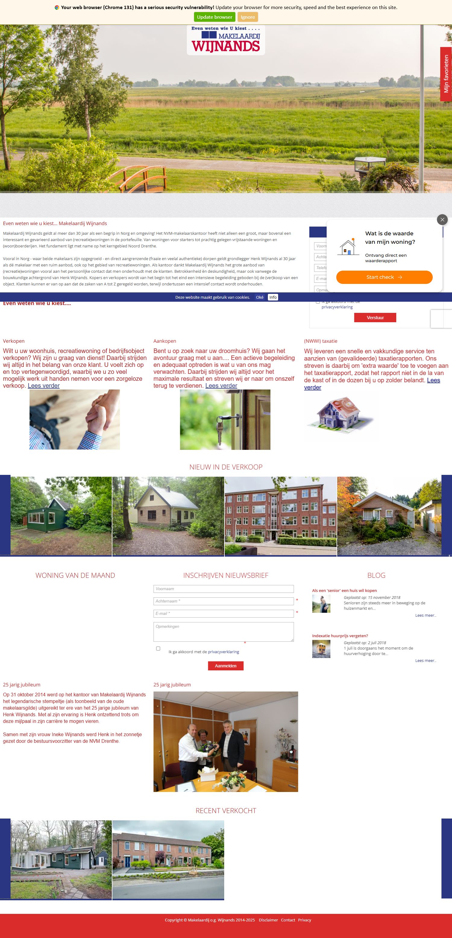 Screenshot van de website van www.makelaardijwijnands.nl