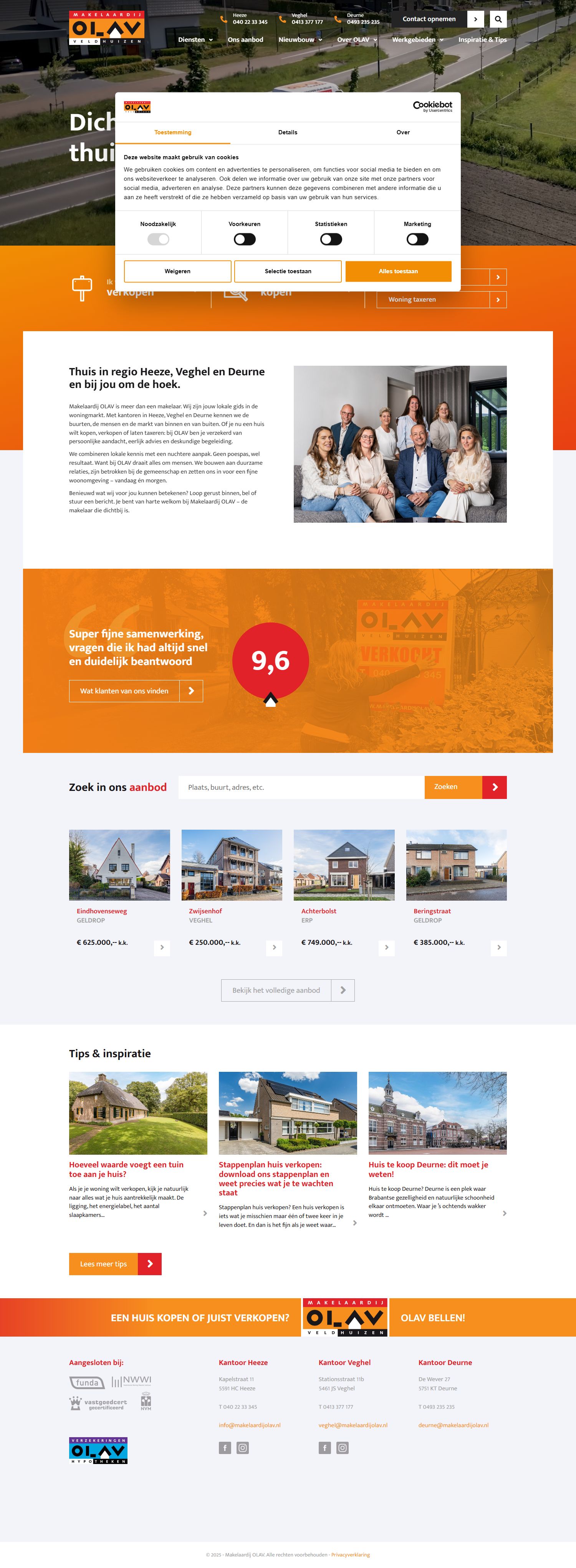 Screenshot van de website van www.makelaardijolav.nl