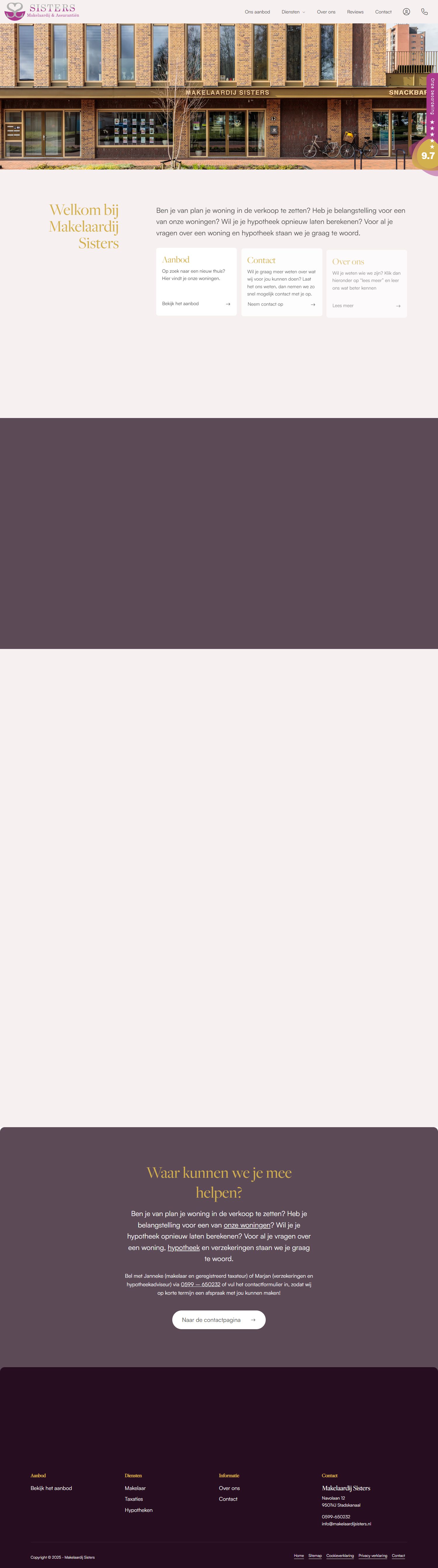Screenshot van de website van www.makelaardijsisters.nl