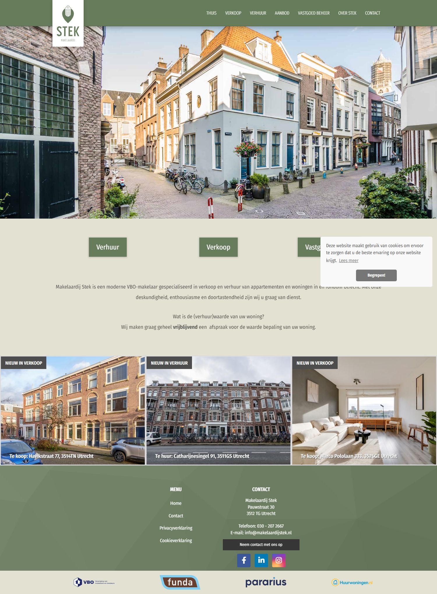 Screenshot van de website van www.makelaardijstek.nl