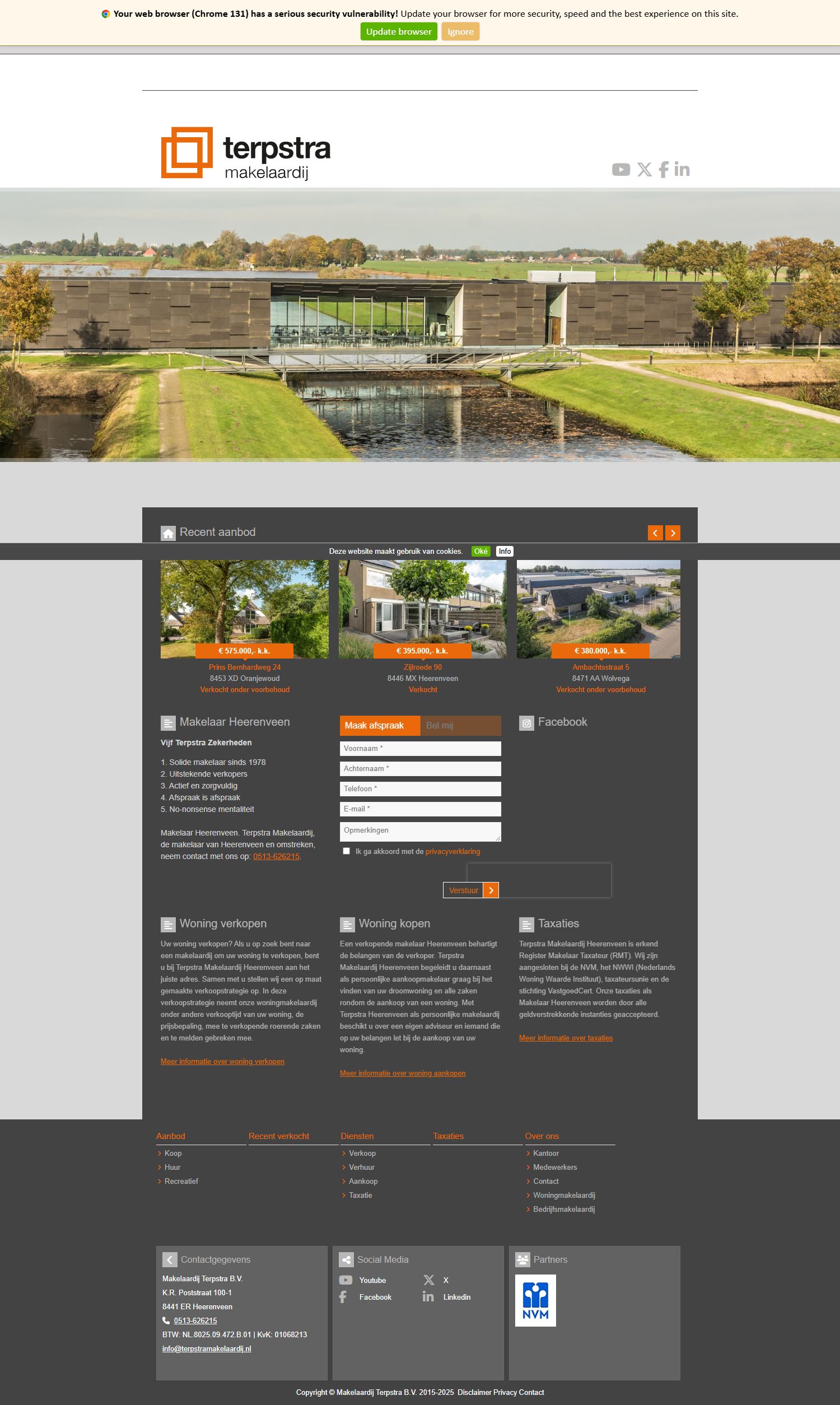 Screenshot van de website van www.terpstrawoningmakelaardij.nl