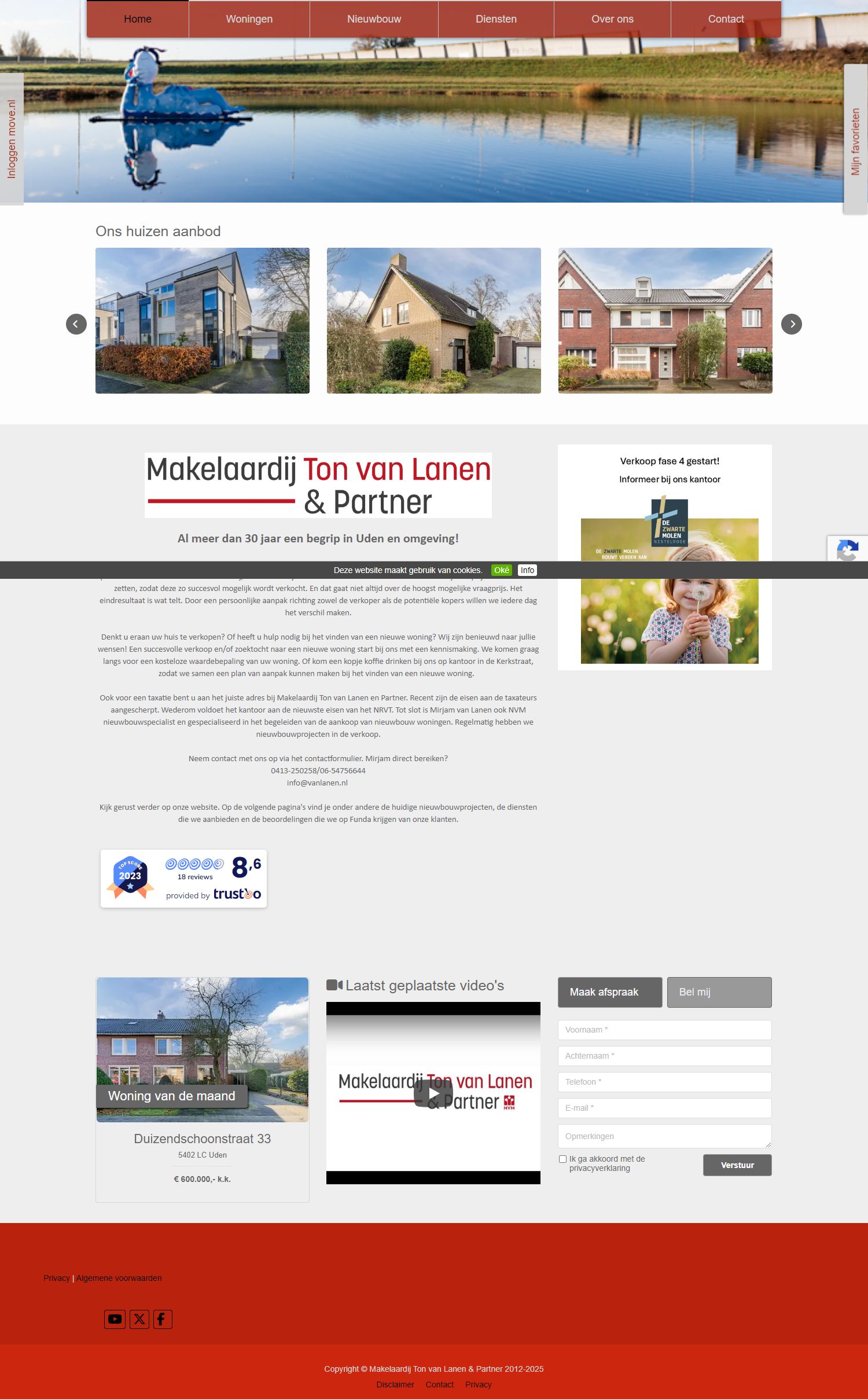 Screenshot van de website van www.vanlanen.nl