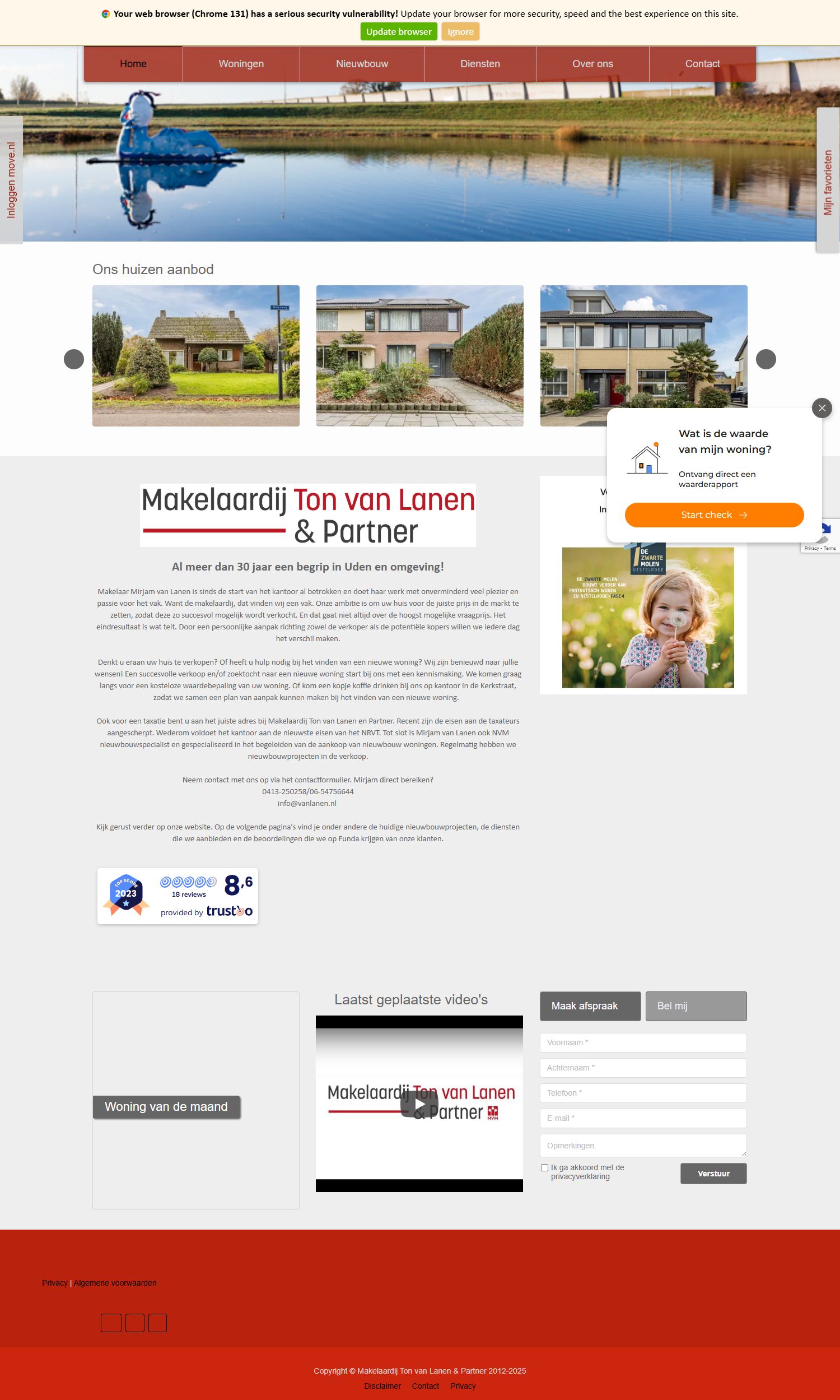 Screenshot van de website van www.vanlanen.nl