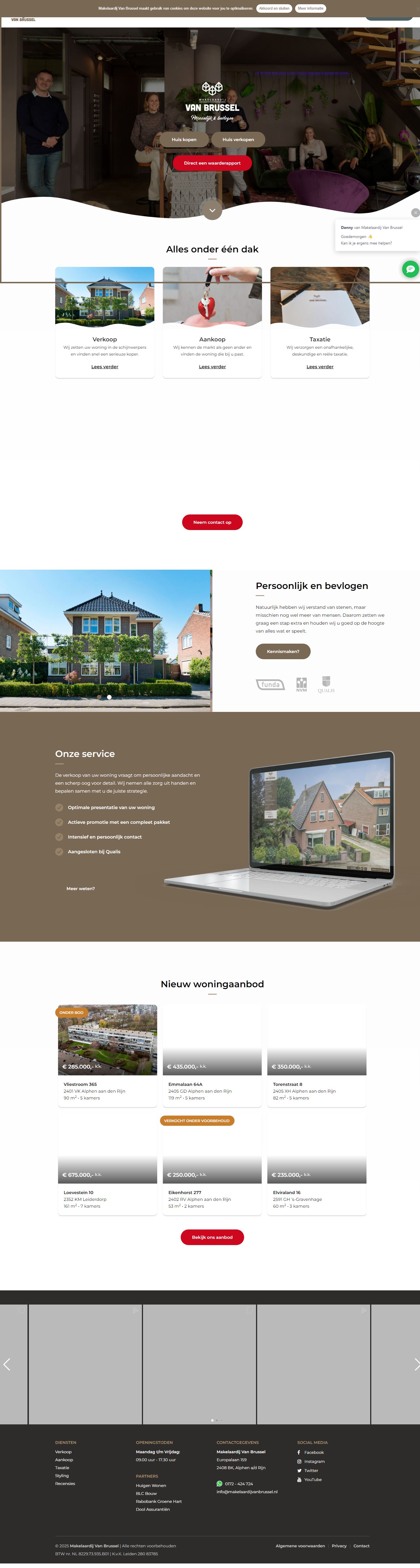 Screenshot van de website van www.makelaardijvanbrussel.nl