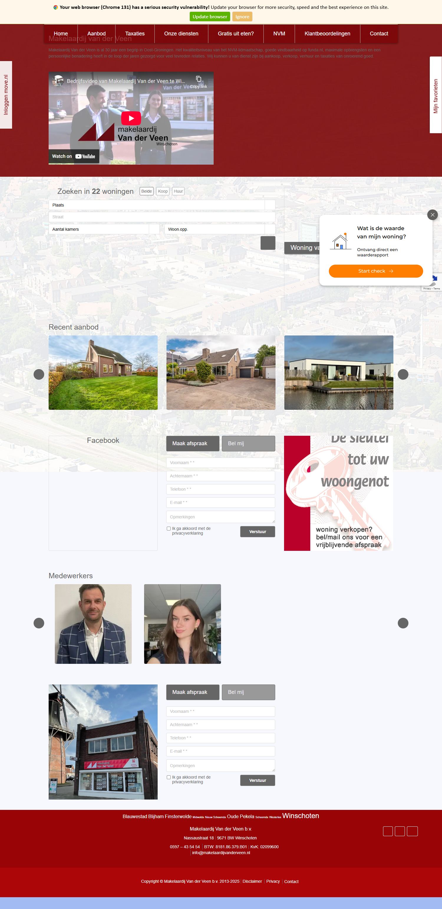 Screenshot van de website van www.makelaardijvanderveen.nl