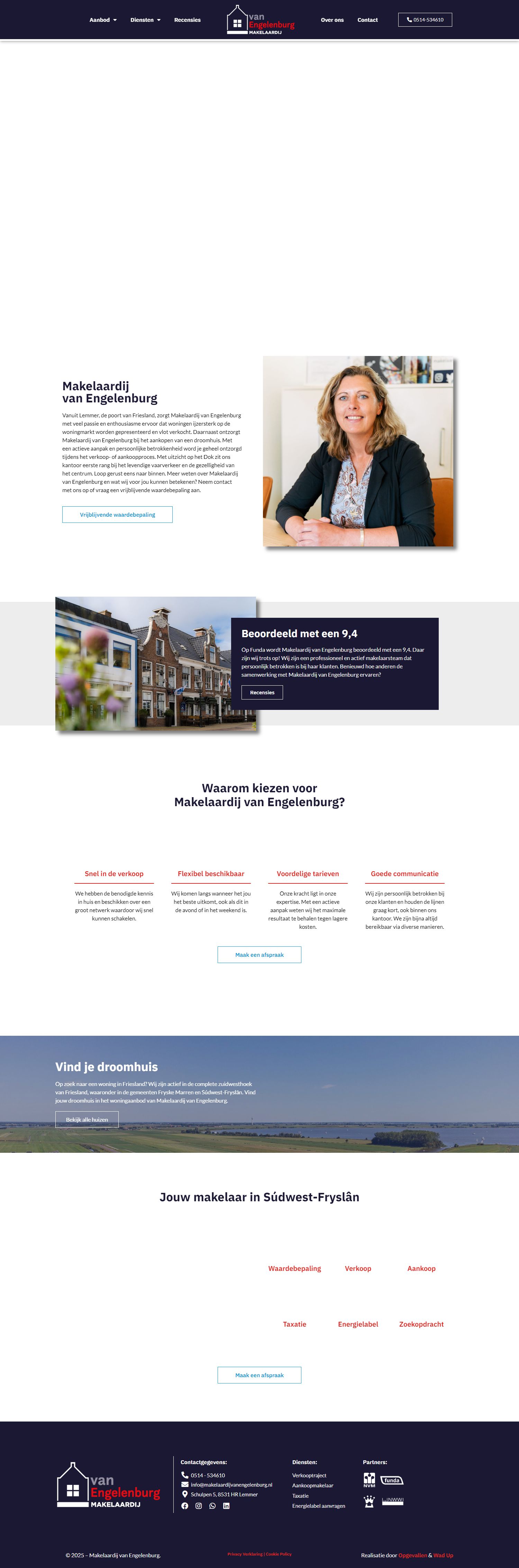 Screenshot van de website van www.makelaardijvanengelenburg.nl