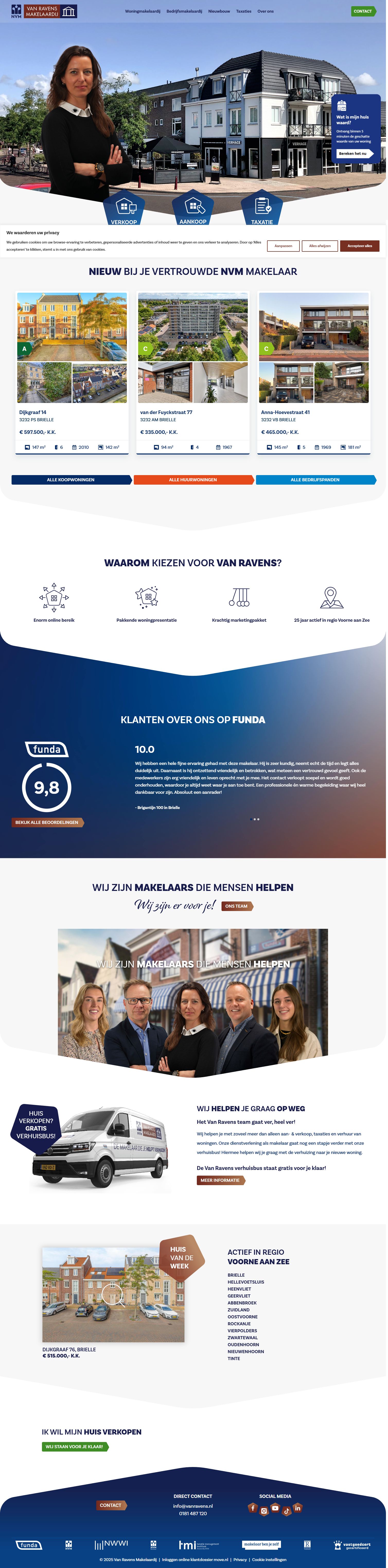 Screenshot van de website van www.vanravens.nl