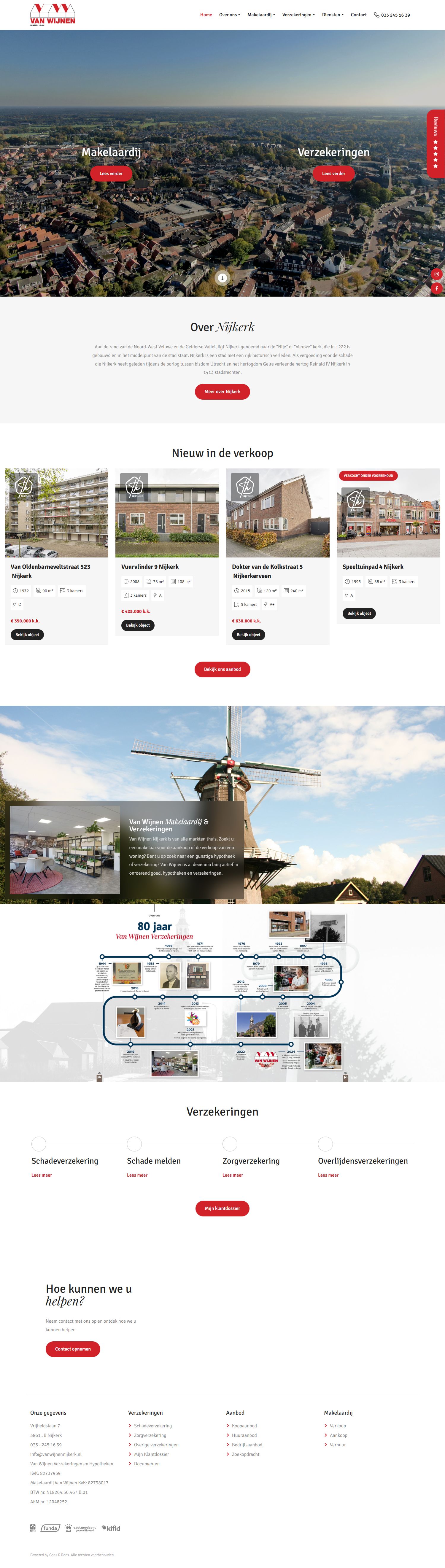Screenshot van de website van www.vanwijnennijkerk.nl