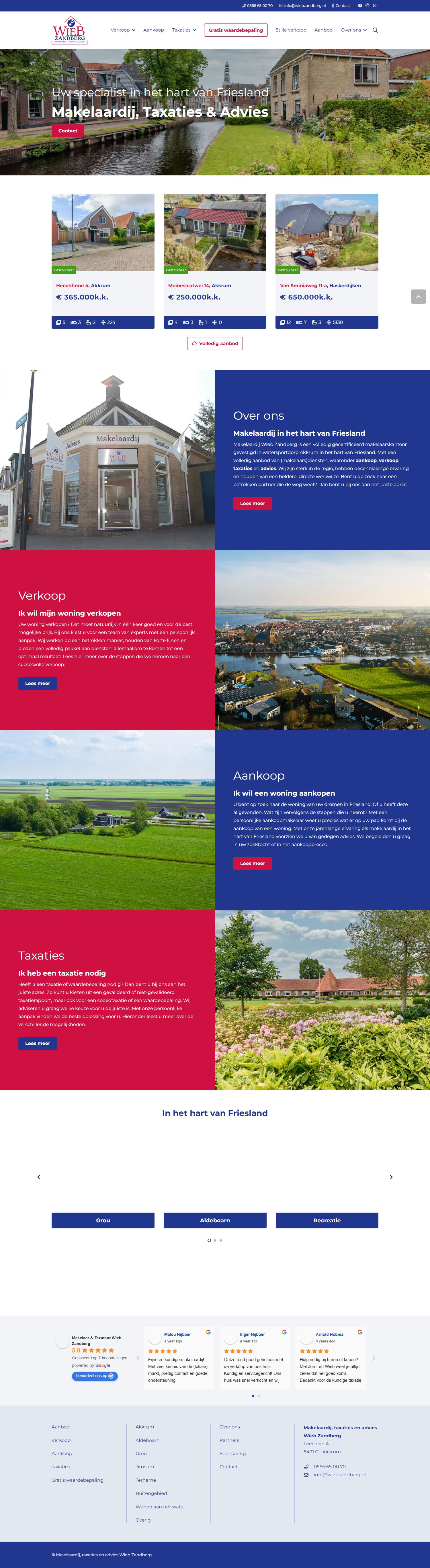 Screenshot van de website van www.wiebzandberg.nl