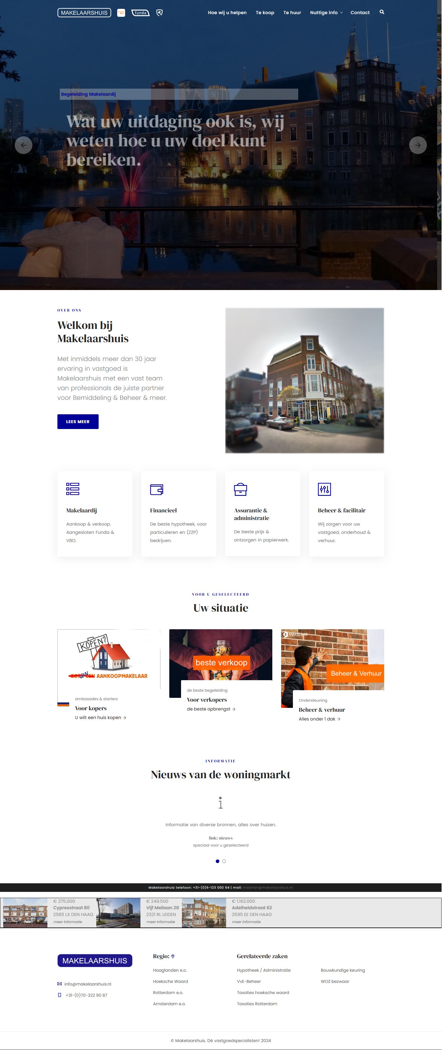 Screenshot van de website van www.makelaarshuis.nl