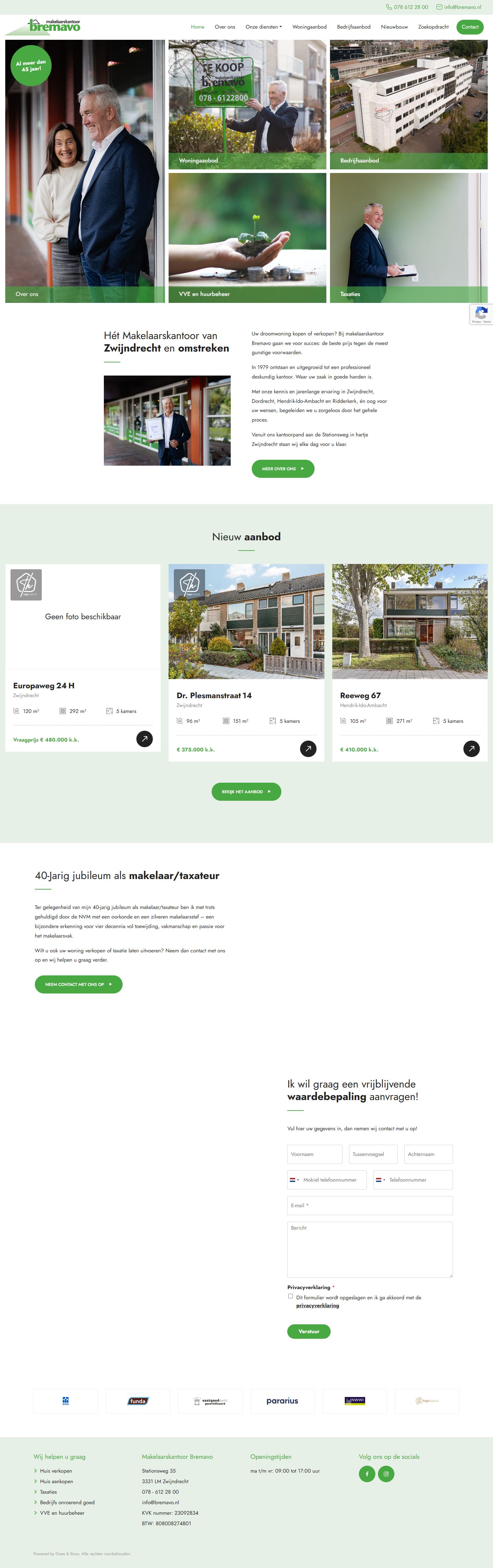 Screenshot van de website van www.bremavo.nl