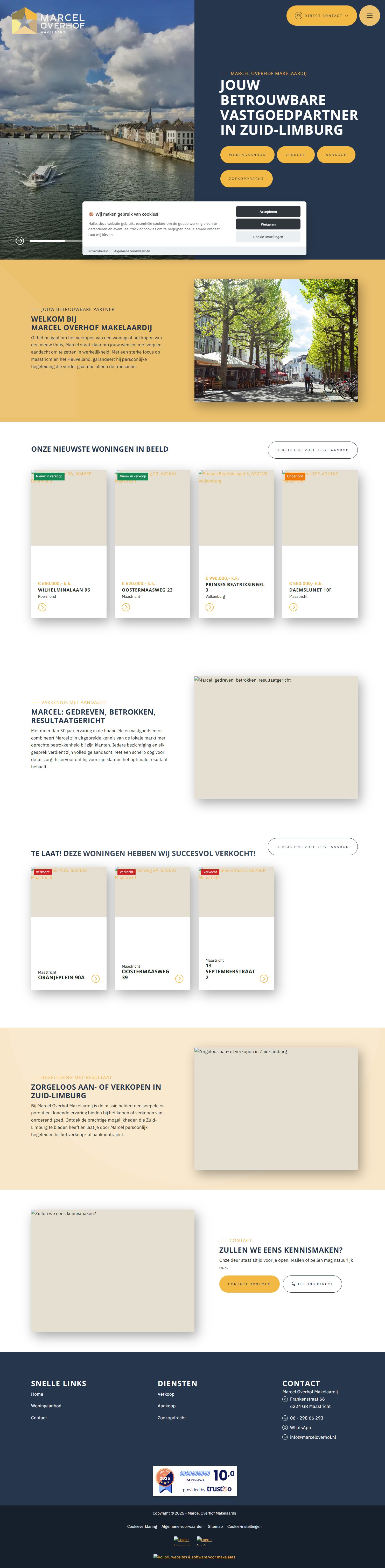 Screenshot van de website van www.marceloverhofmakelaardij.nl