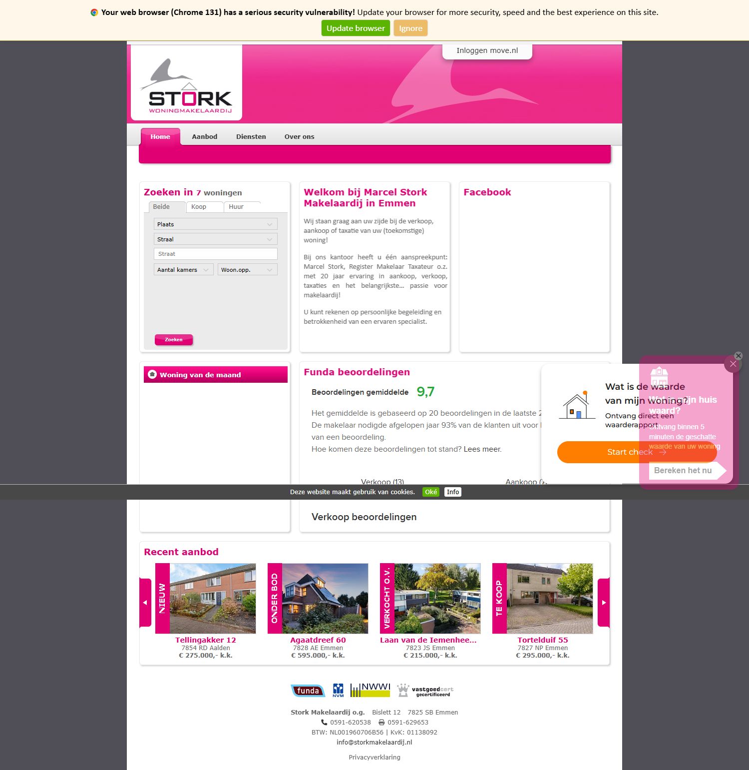 Screenshot van de website van www.storkmakelaardij.nl