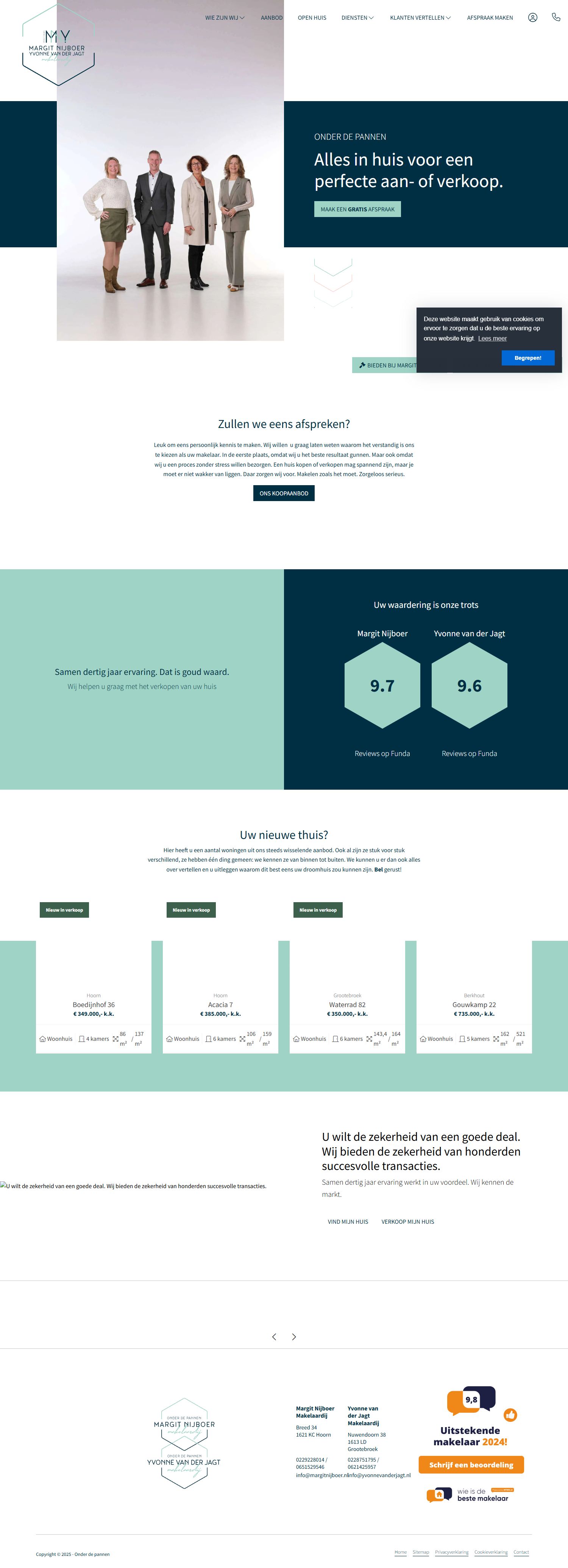 Screenshot van de website van margitnijboer.nl