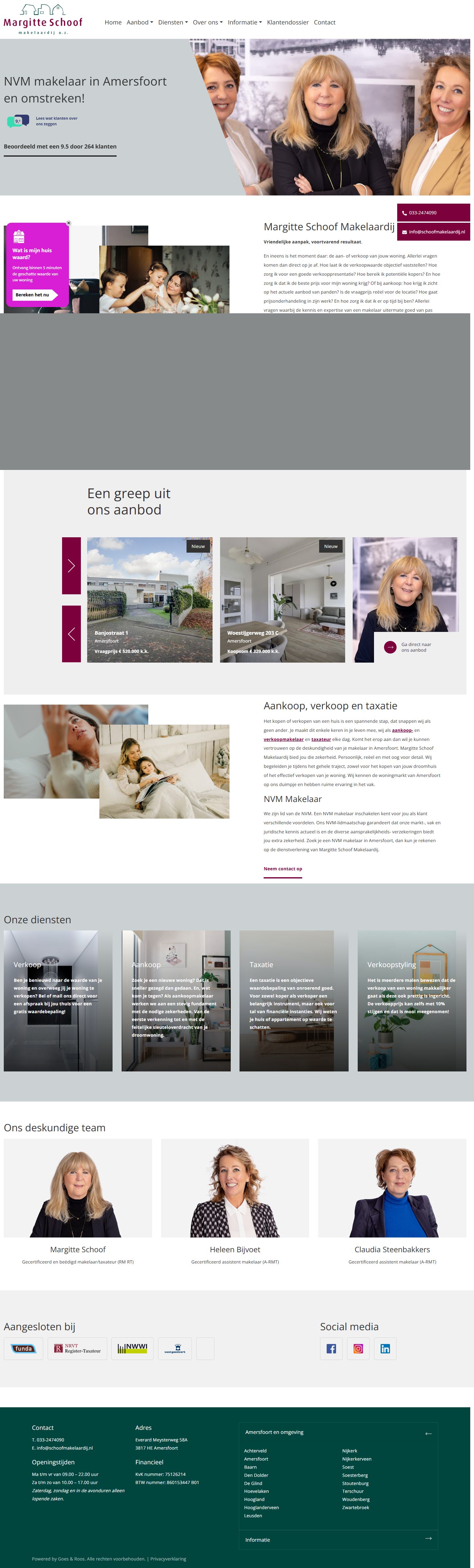 Screenshot van de website van www.schoofmakelaardij.nl