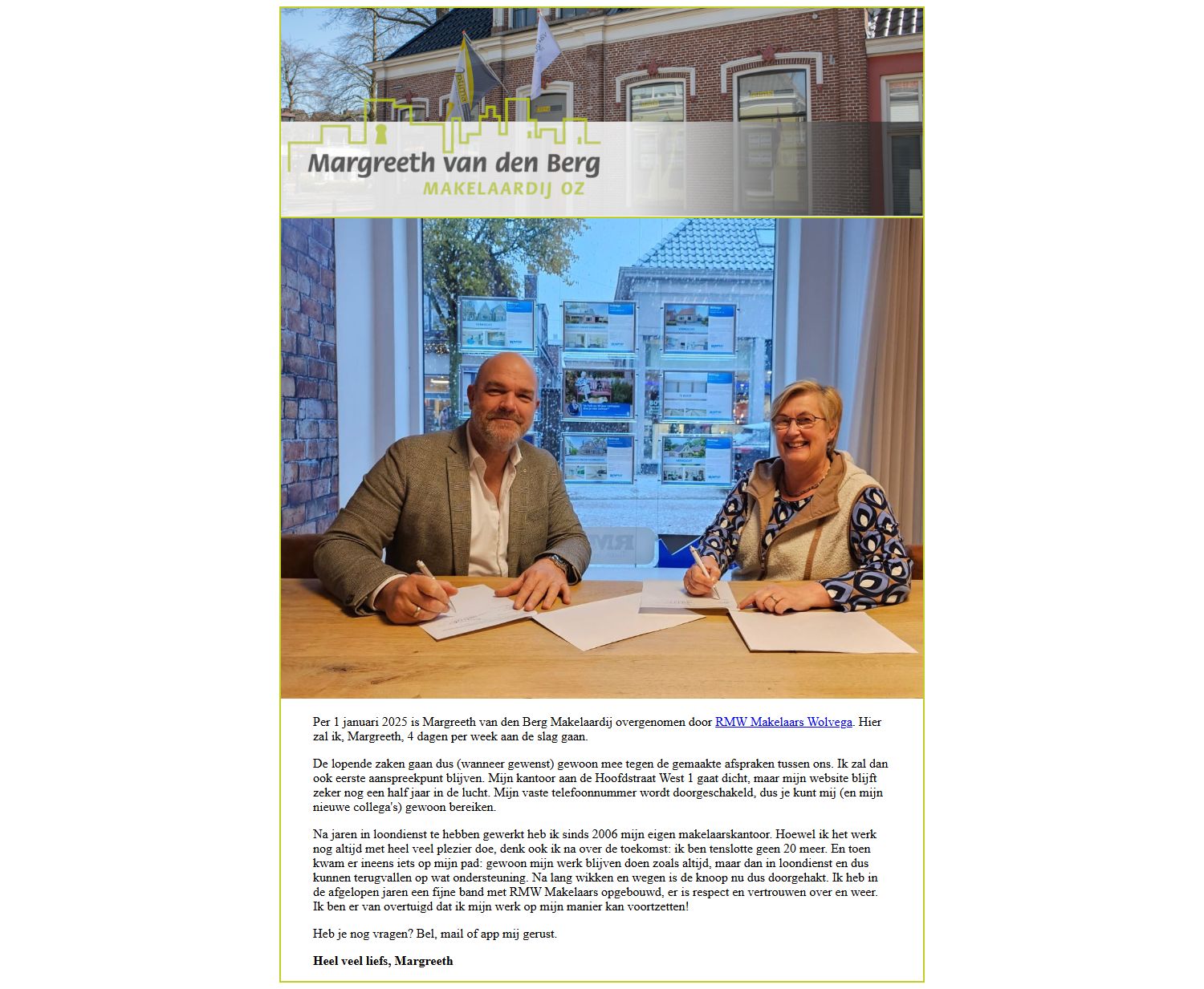 Screenshot van de website van www.margreethvandenbergmakelaardij.nl