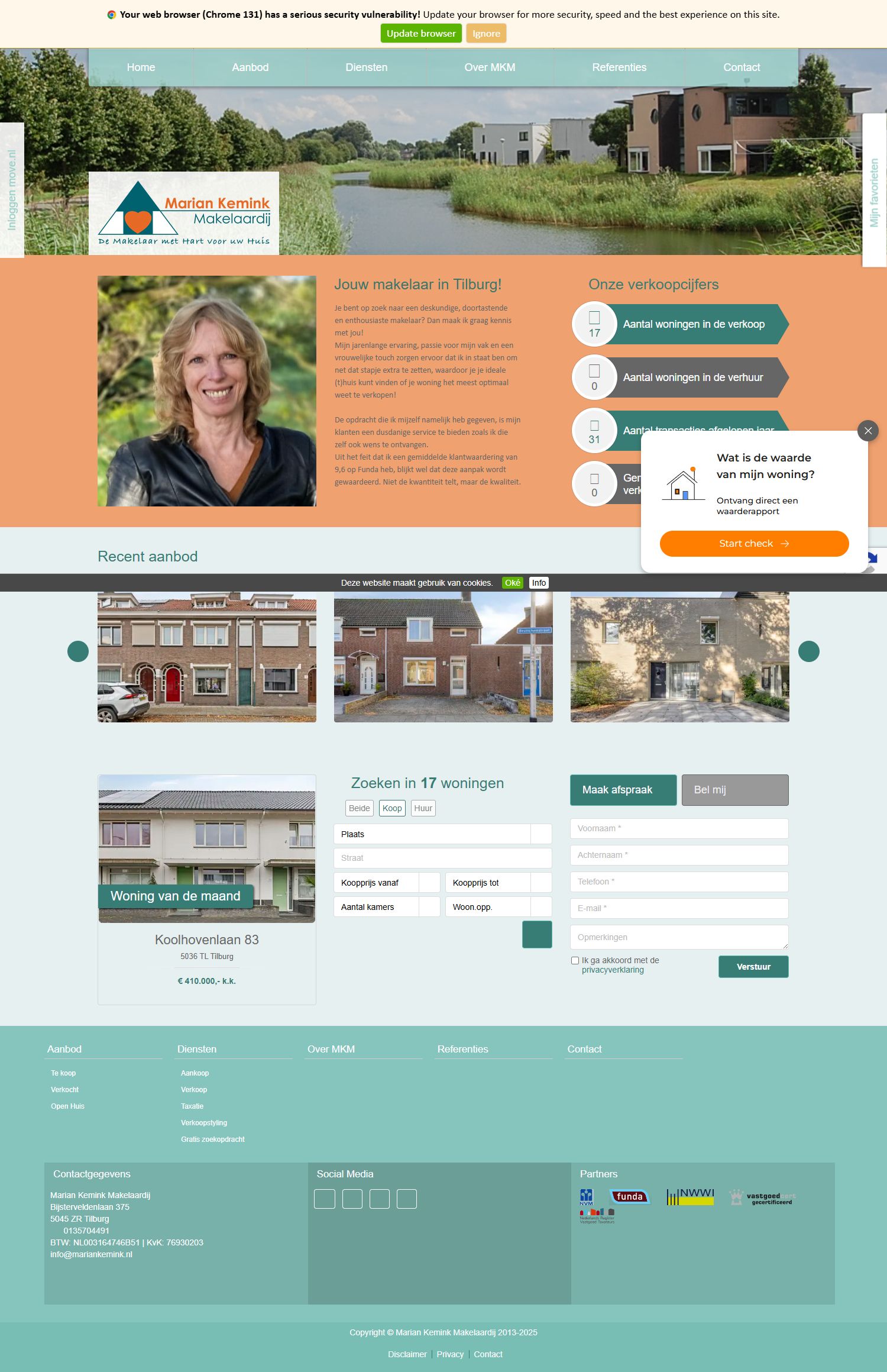 Screenshot van de website van www.mariankemink.nl