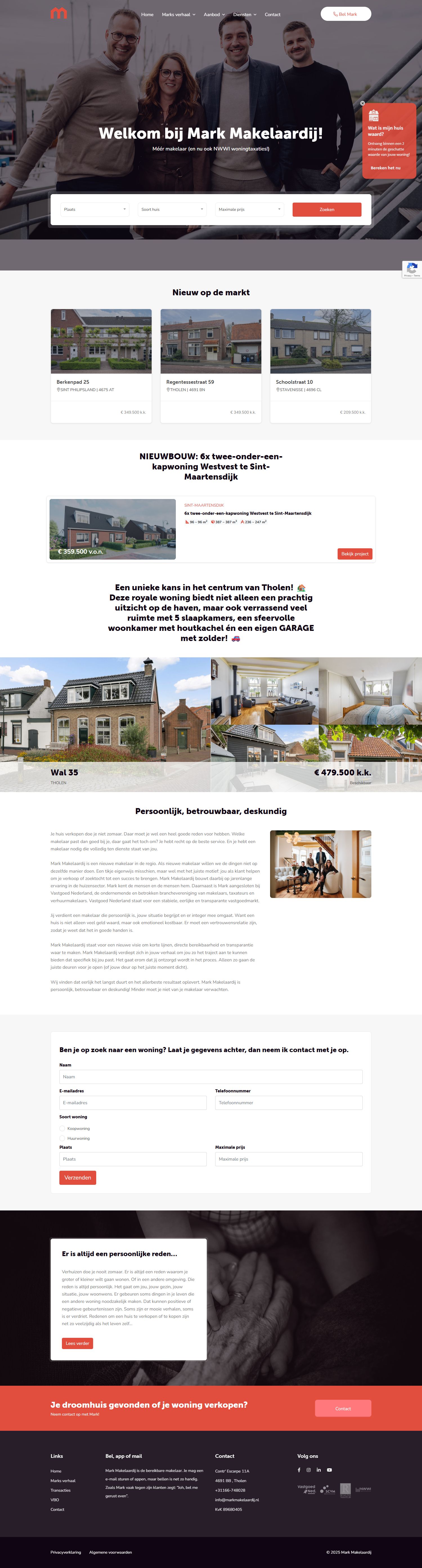 Screenshot van de website van www.markmakelaardij.nl