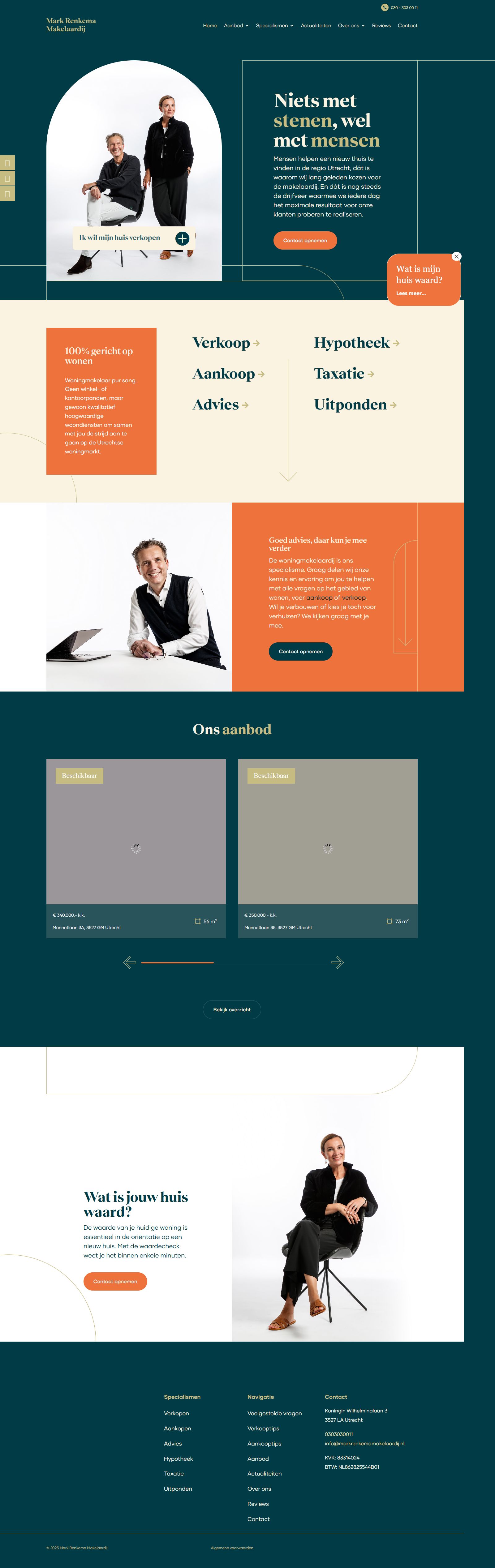 Screenshot van de website van www.markrenkemamakelaardij.nl