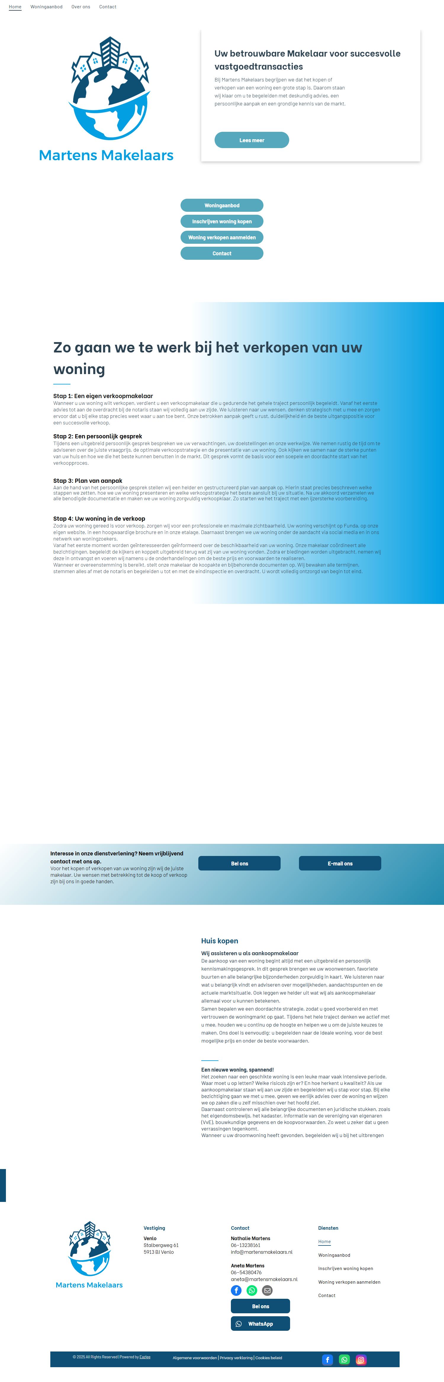 Screenshot van de website van www.martensmakelaars.nl