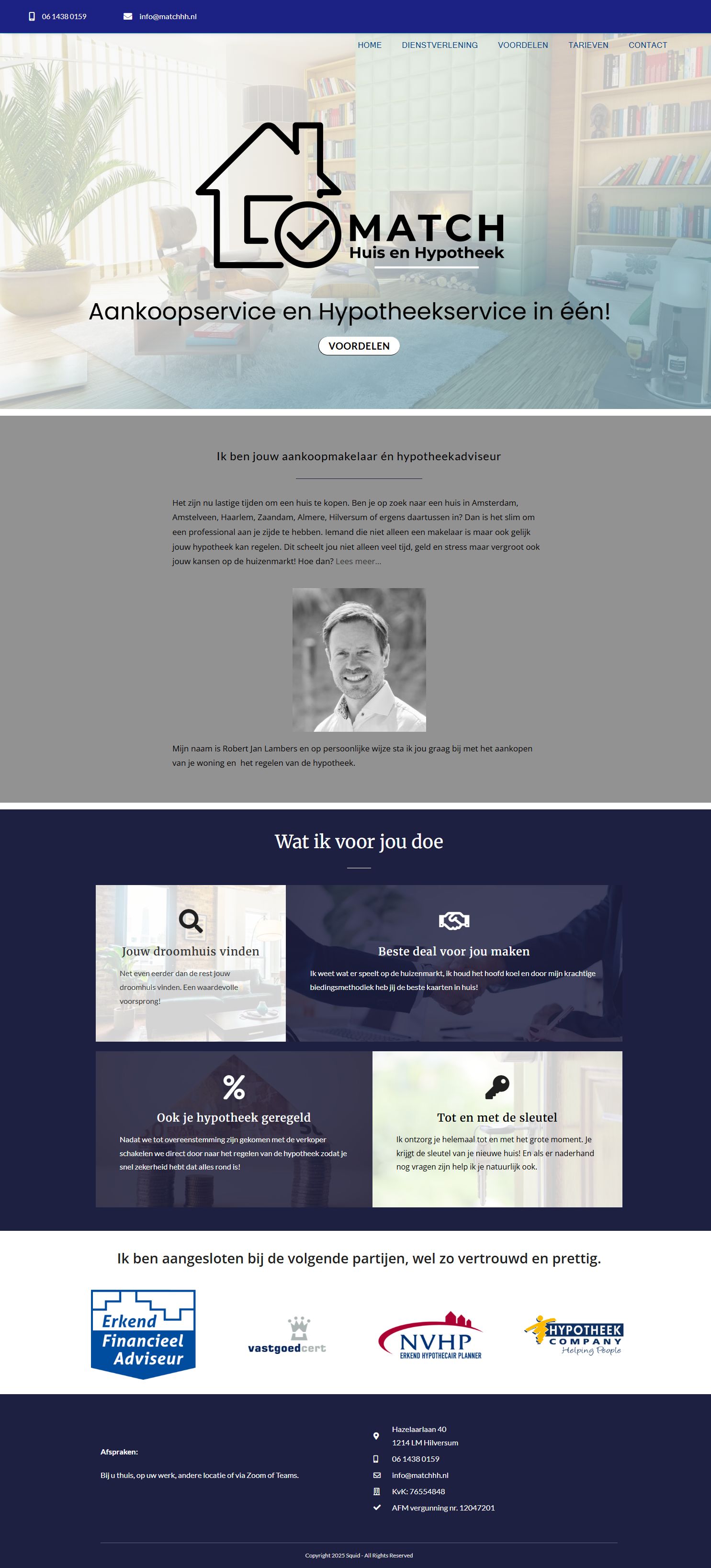 Screenshot van de website van www.matchhuishypotheek.nl