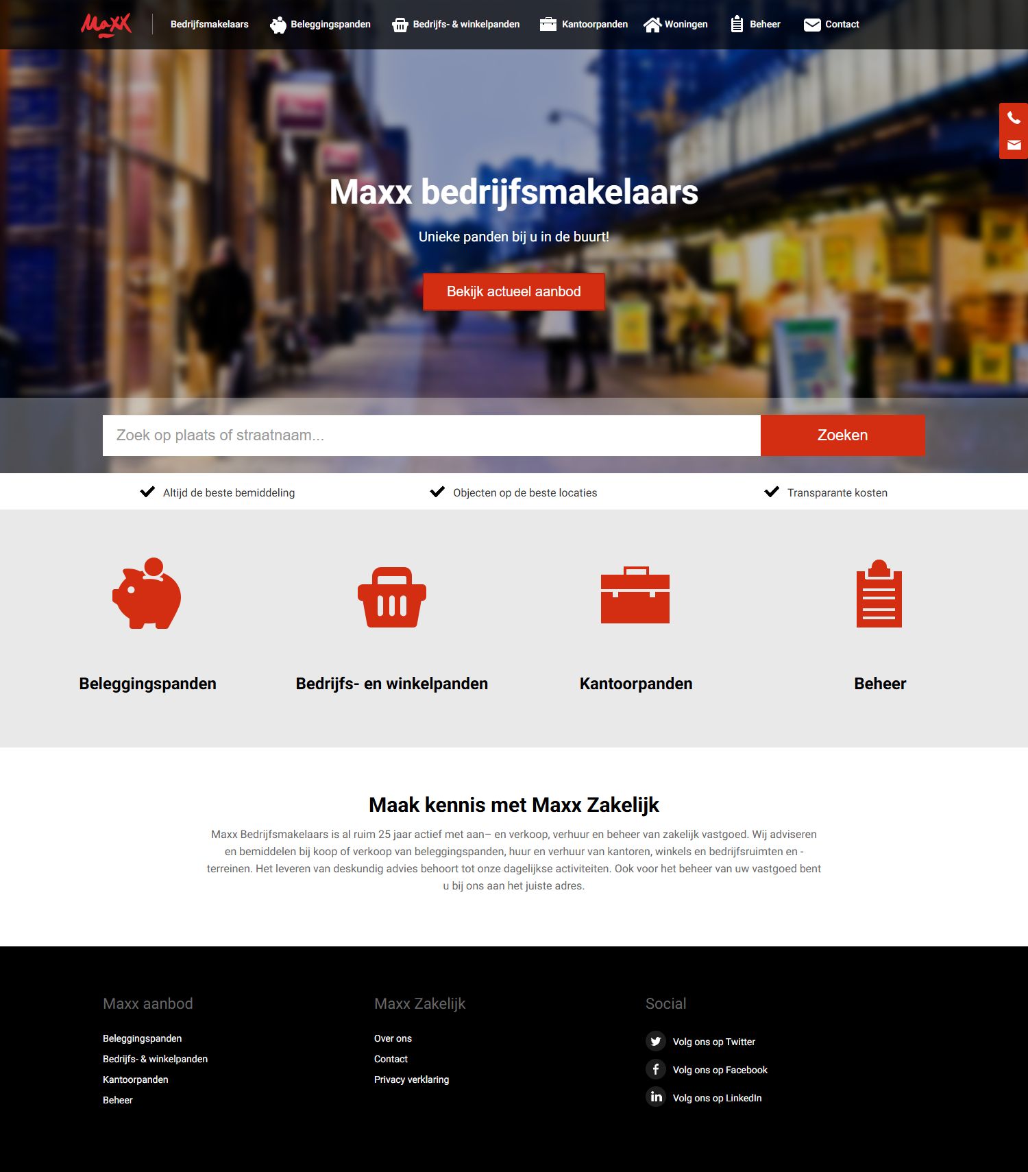 Screenshot van de website van maxxzakelijk.nl