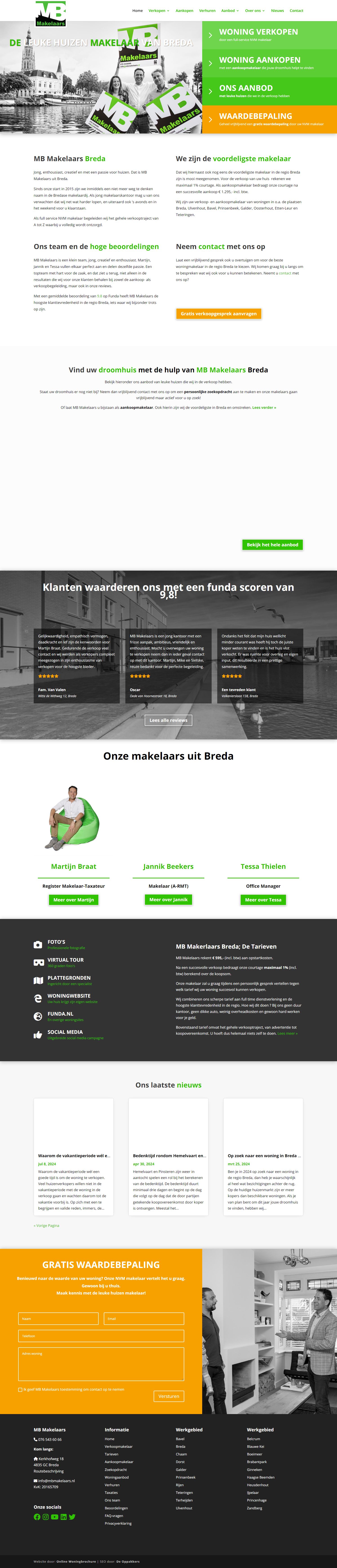 Screenshot van de website van www.mbmakelaars.nl