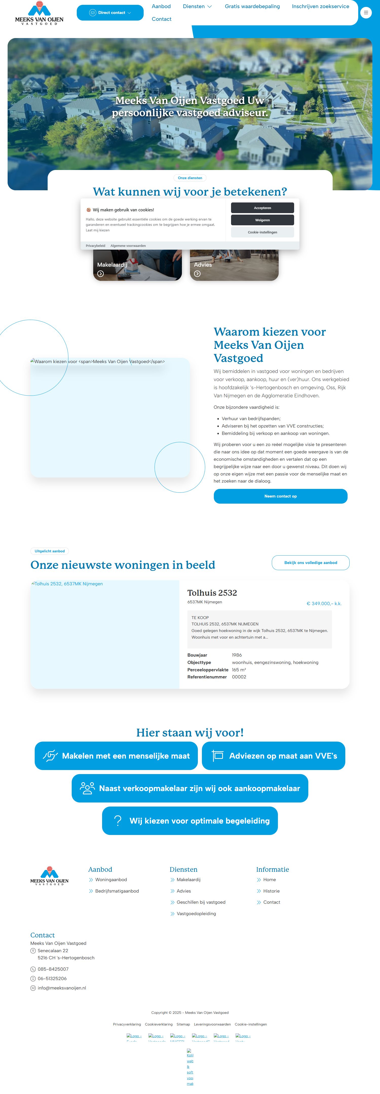 Screenshot van de website van www.meeksvanoijen.nl