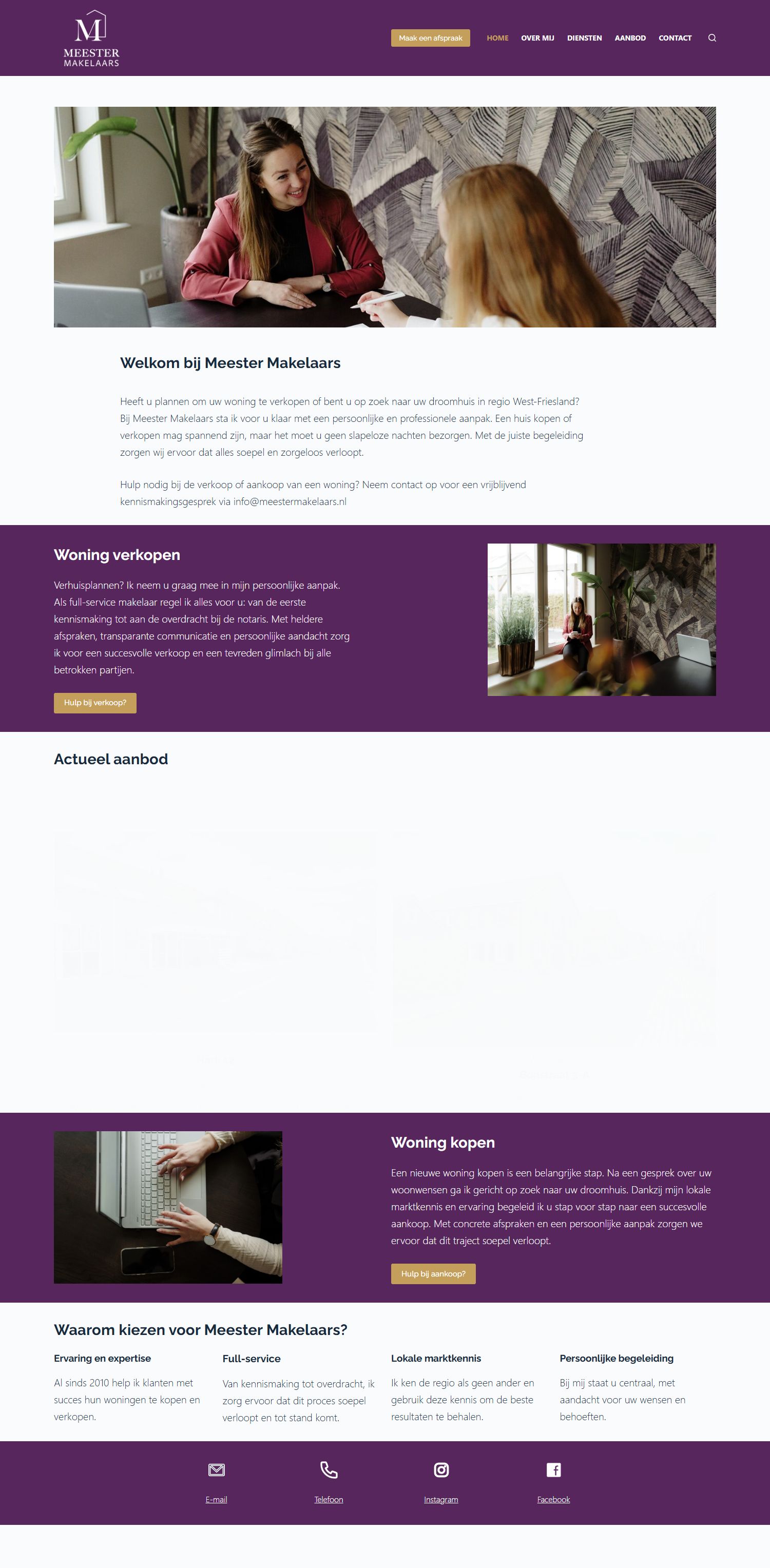 Screenshot van de website van www.makelaarmeester.nl