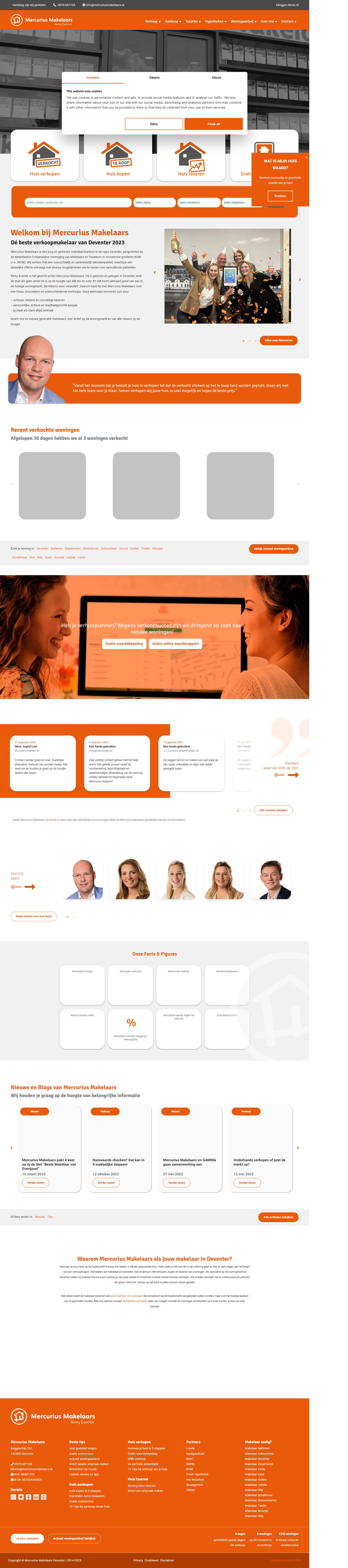 Screenshot van de website van www.mercuriusmakelaars.nl