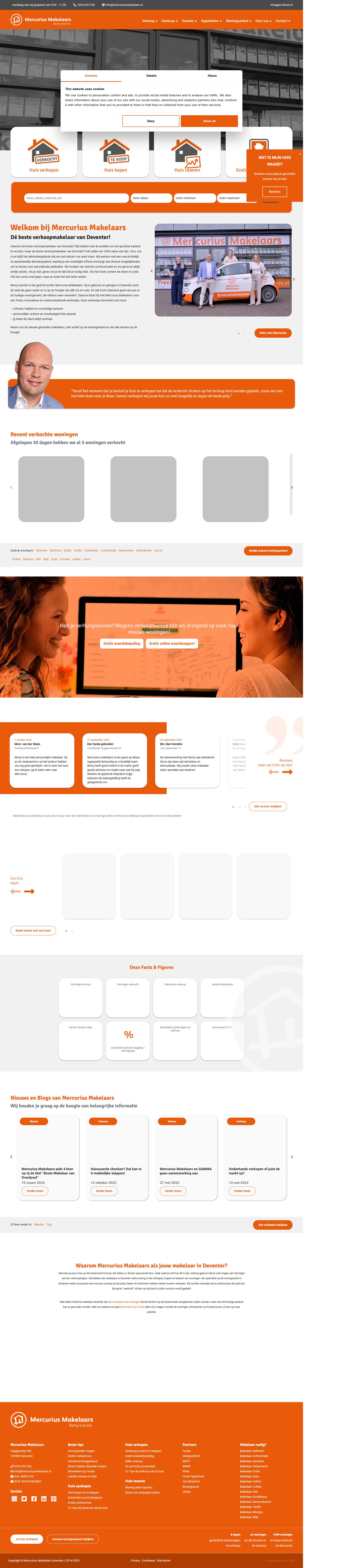 Screenshot van de website van www.mercuriusmakelaars.nl