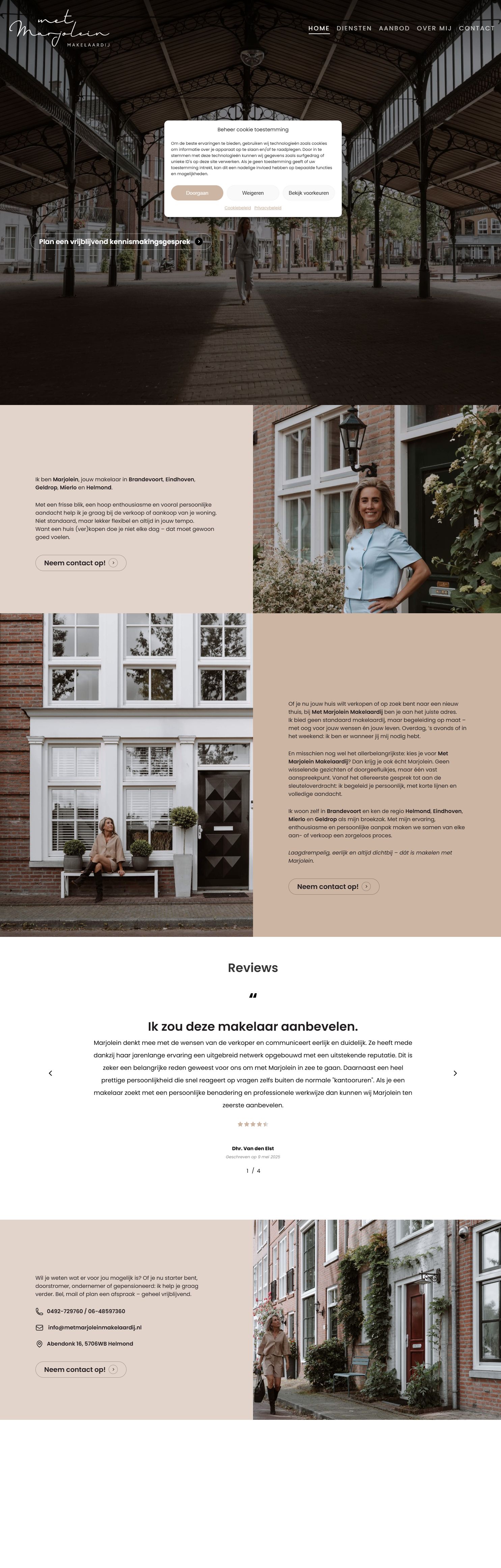 Screenshot van de website van www.metmarjoleinmakelaardij.nl