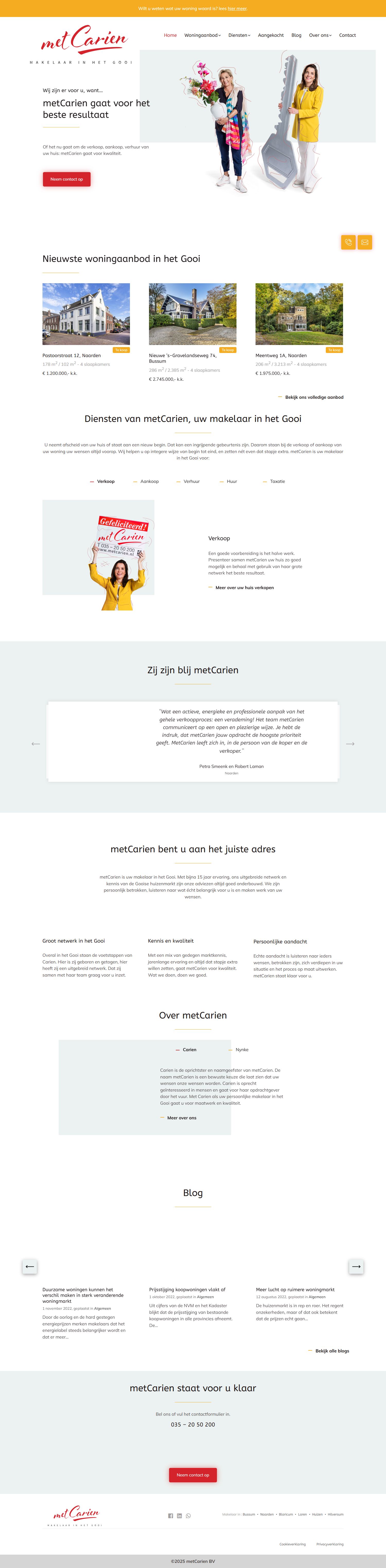 Screenshot van de website van metcarien.nl