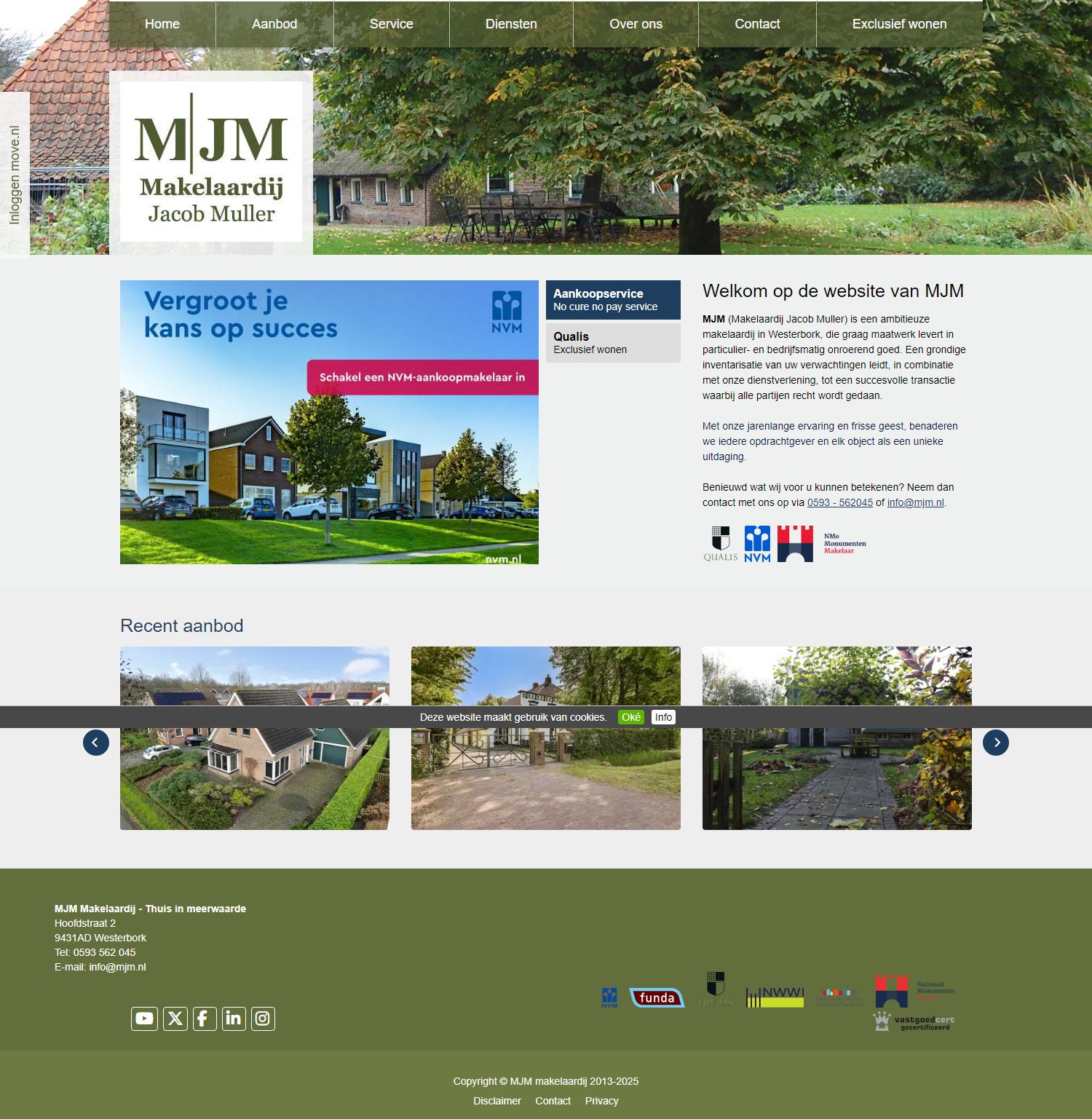 Screenshot van de website van www.mjm.nl