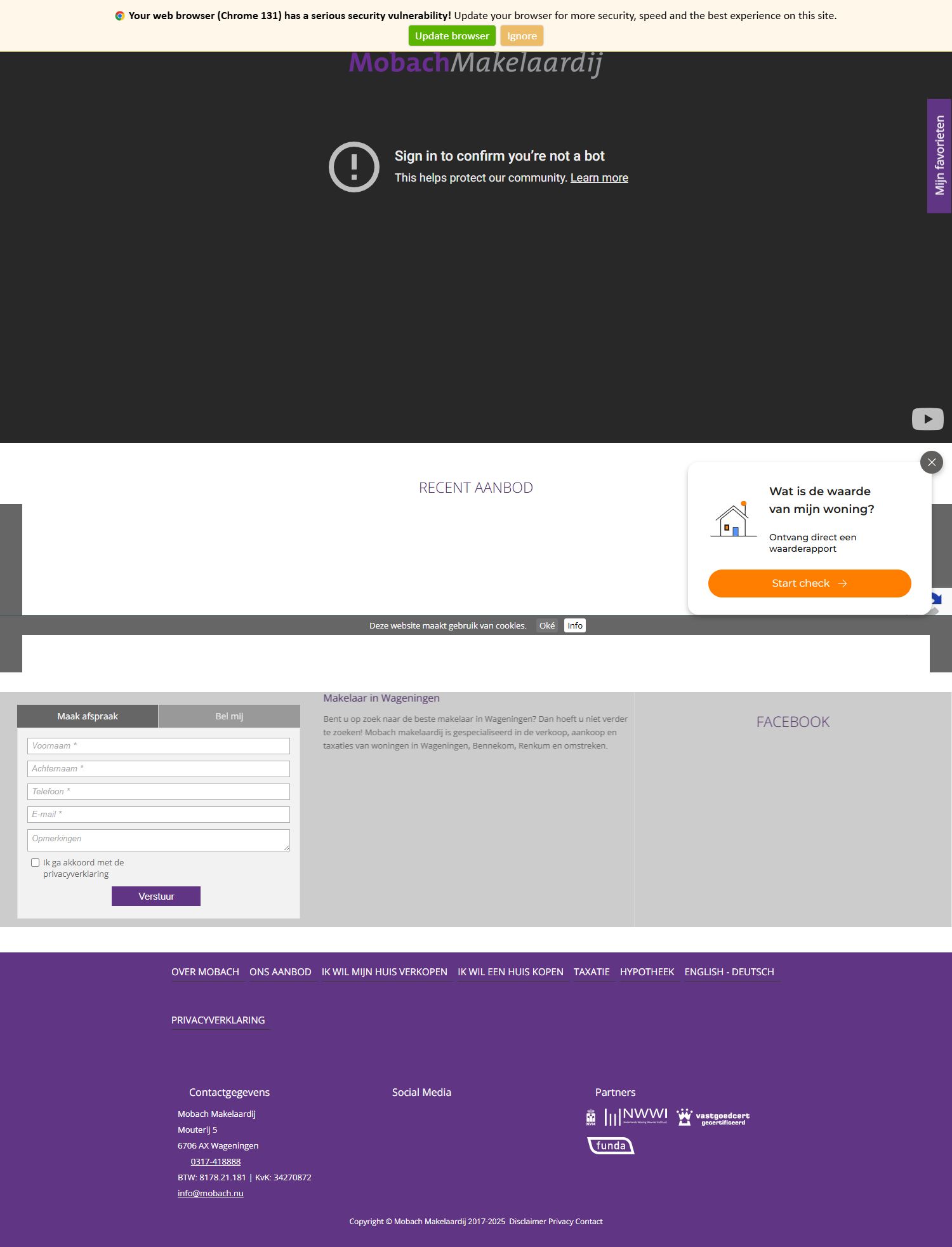 Screenshot van de website van www.mobach.nu