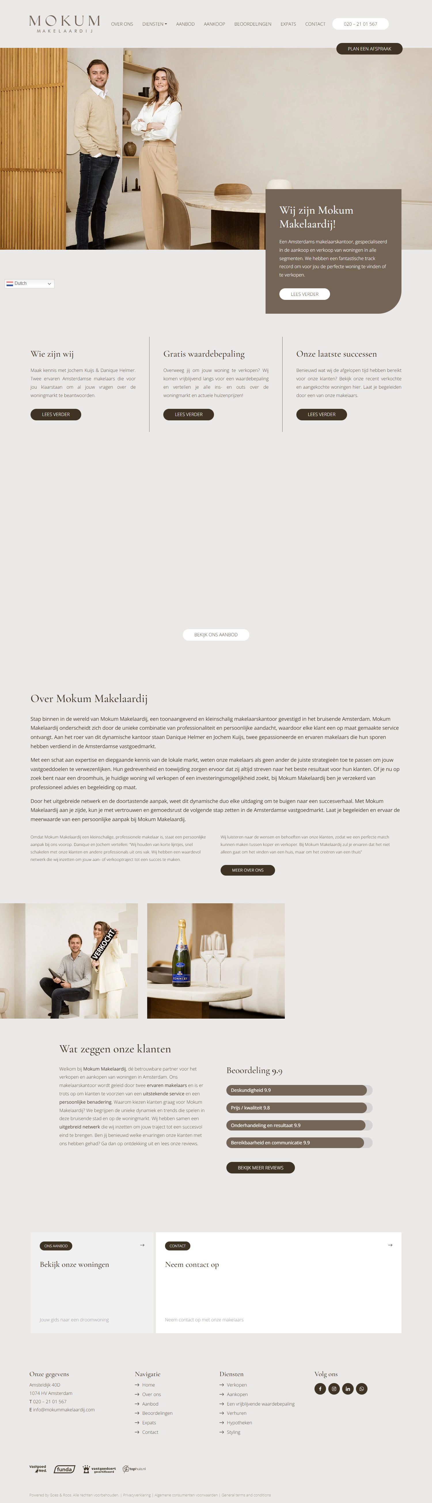 Screenshot van de website van www.mokummakelaardij.com