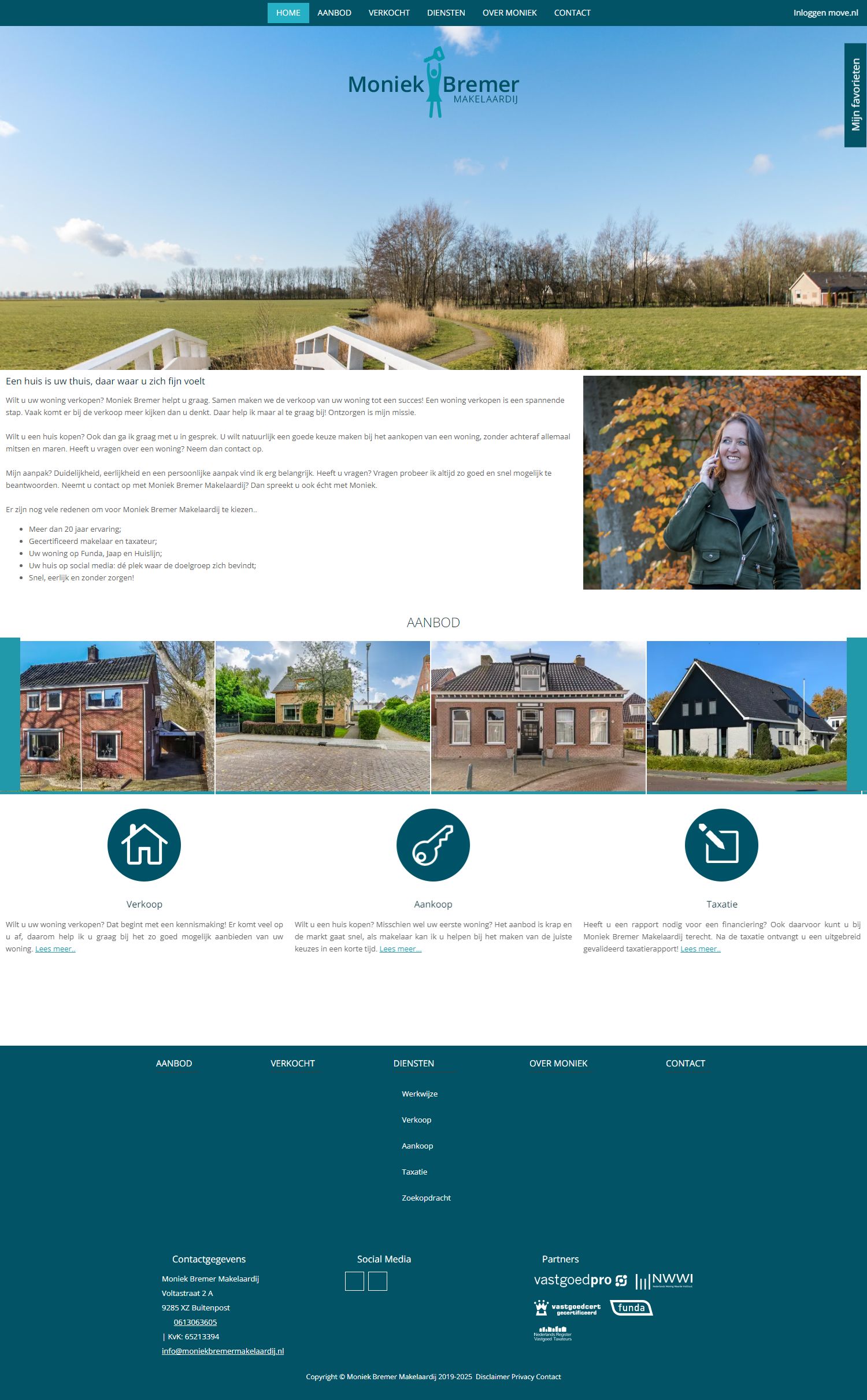 Screenshot van de website van www.moniekbremermakelaardij.nl