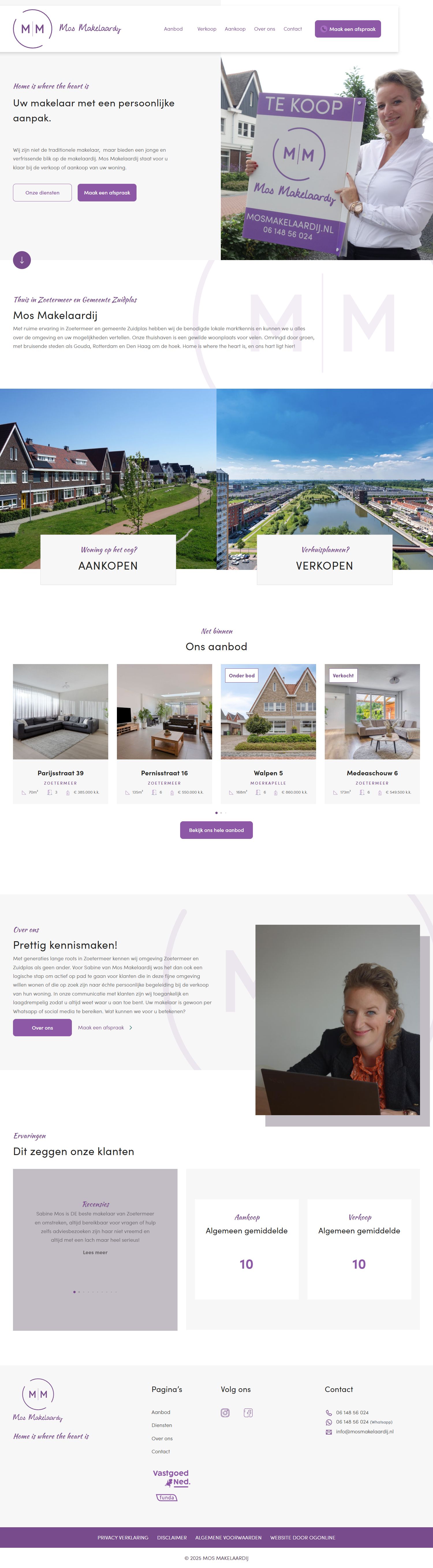 Screenshot van de website van www.mosmakelaardij.nl