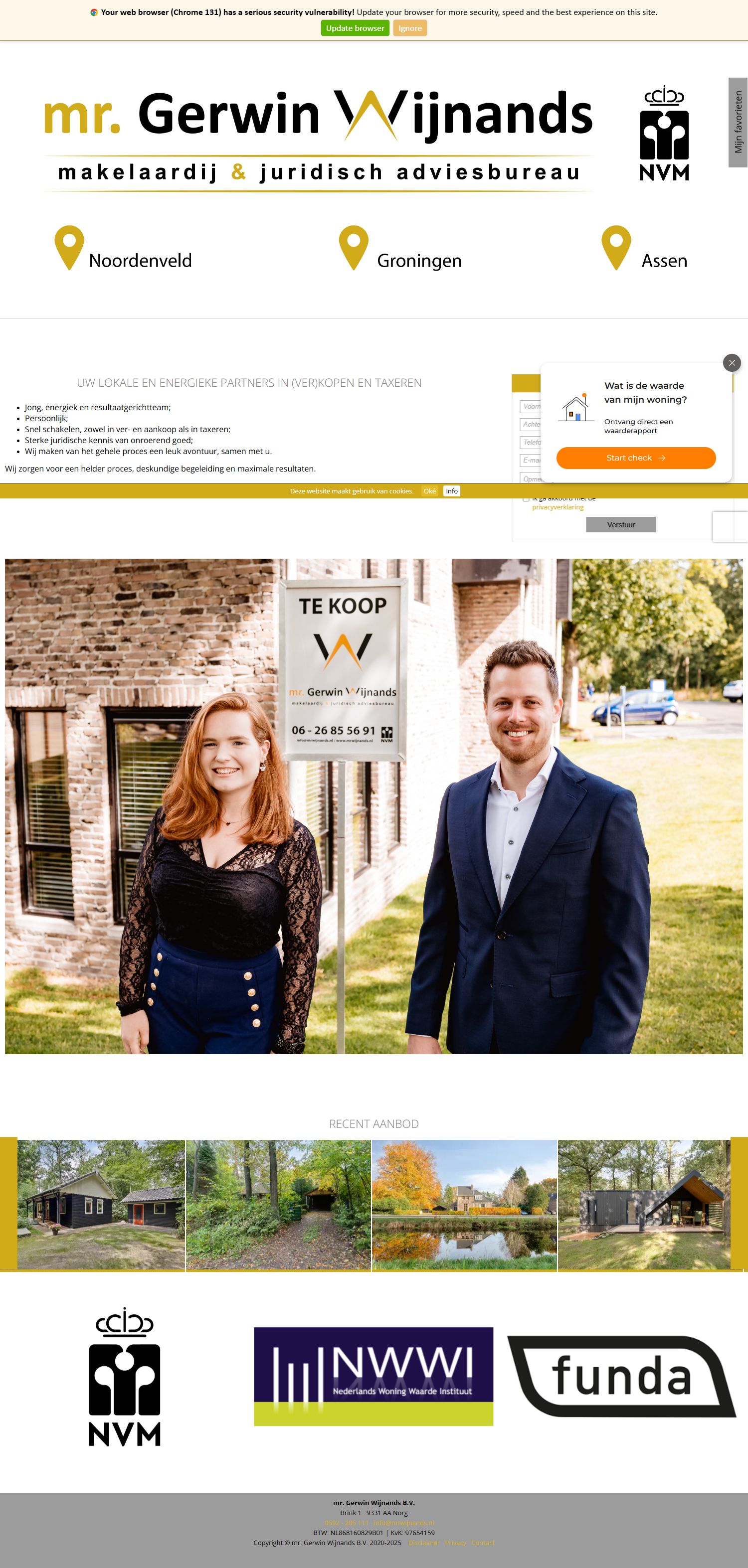 Screenshot van de website van www.mrwijnands.nl