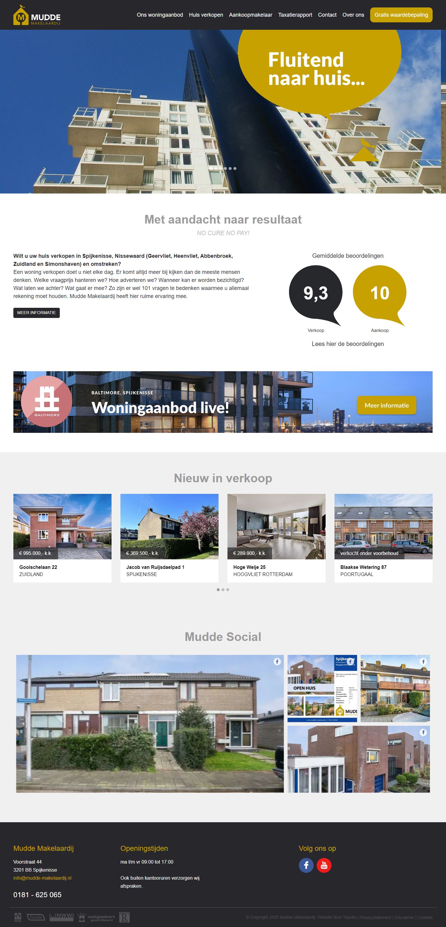Screenshot van de website van www.mudde-makelaardij.nl