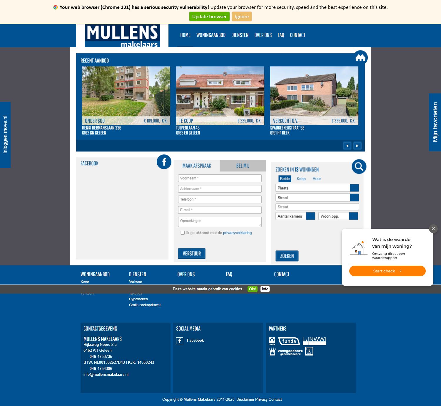 Screenshot van de website van www.mullensmakelaars.nl