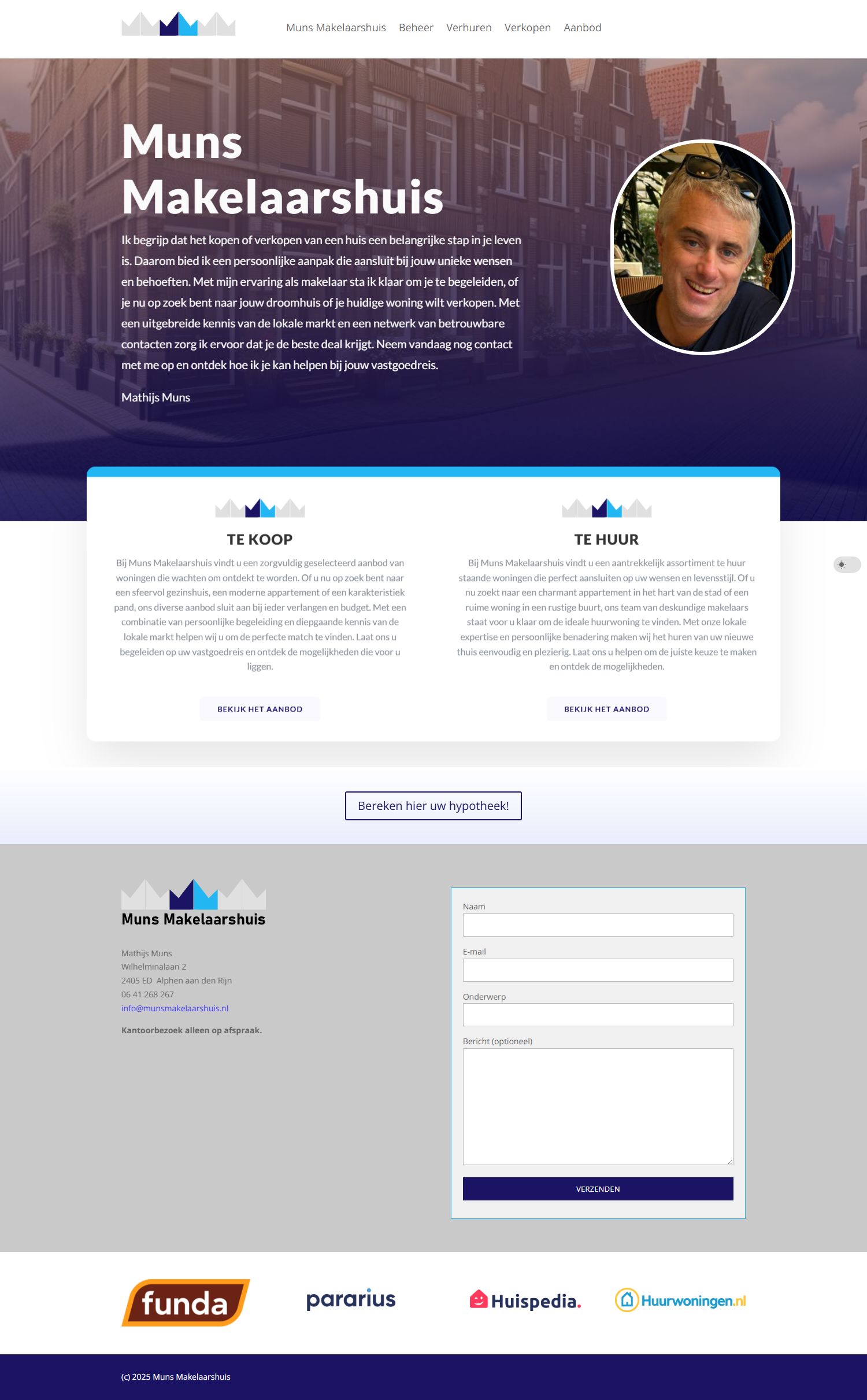 Screenshot van de website van www.munsmakelaarshuis.nl
