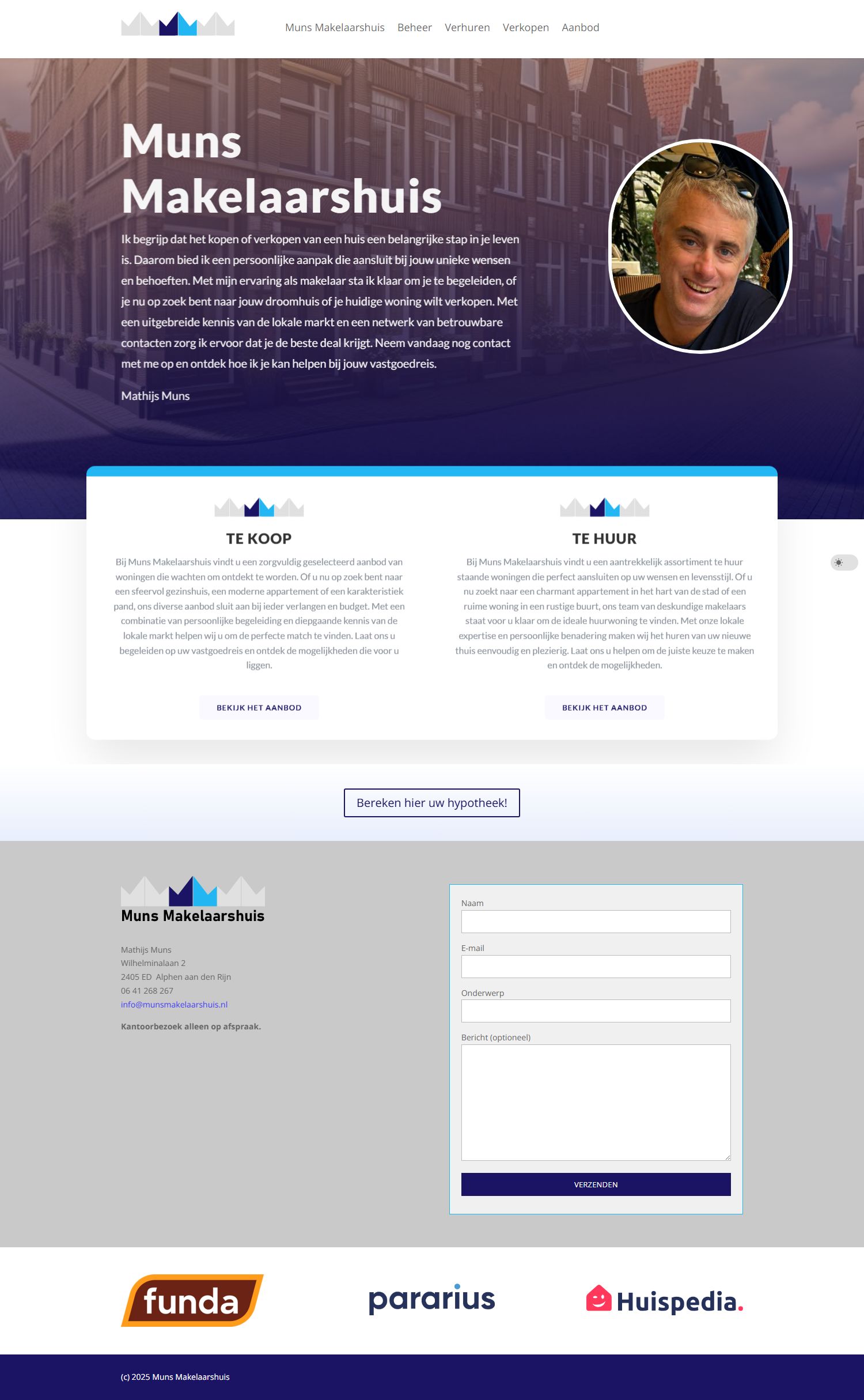 Screenshot van de website van www.munsmakelaarshuis.nl