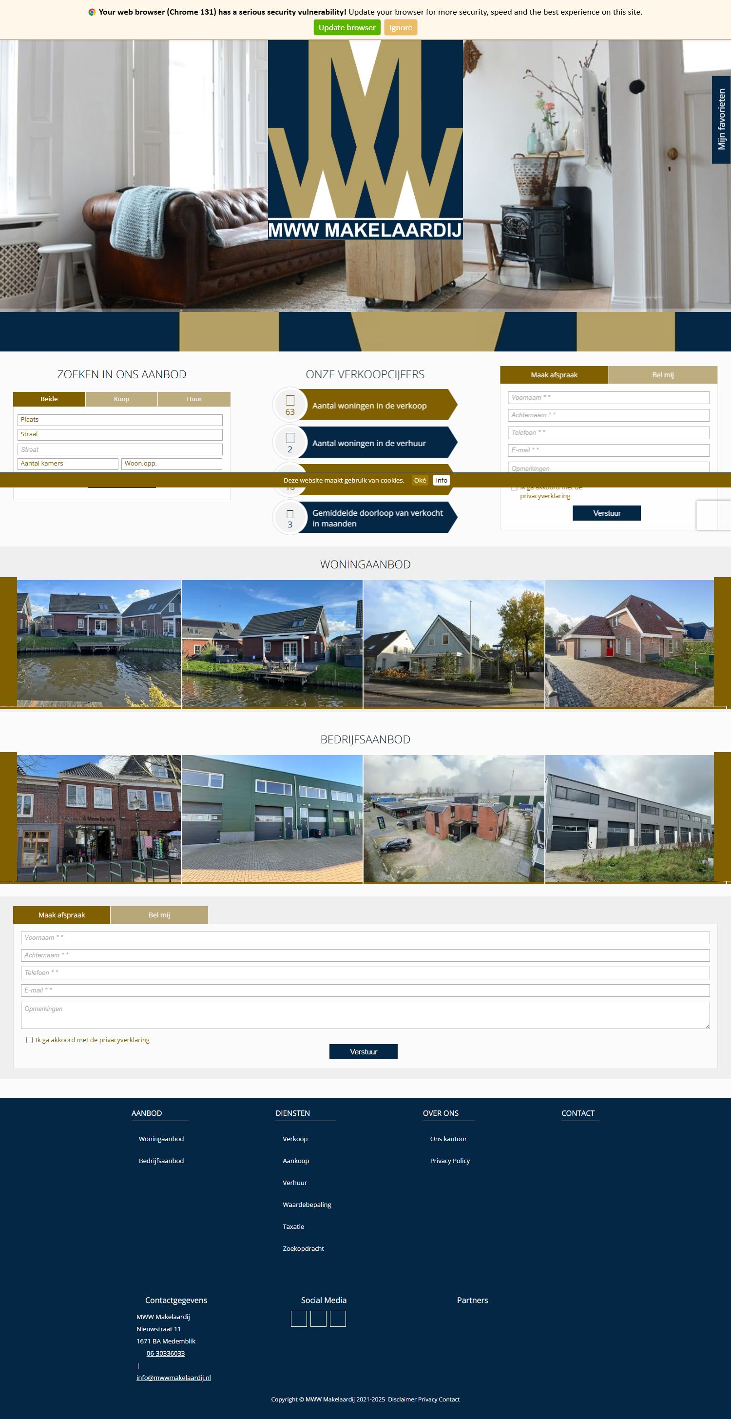 Screenshot van de website van www.mwwmakelaardij.nl