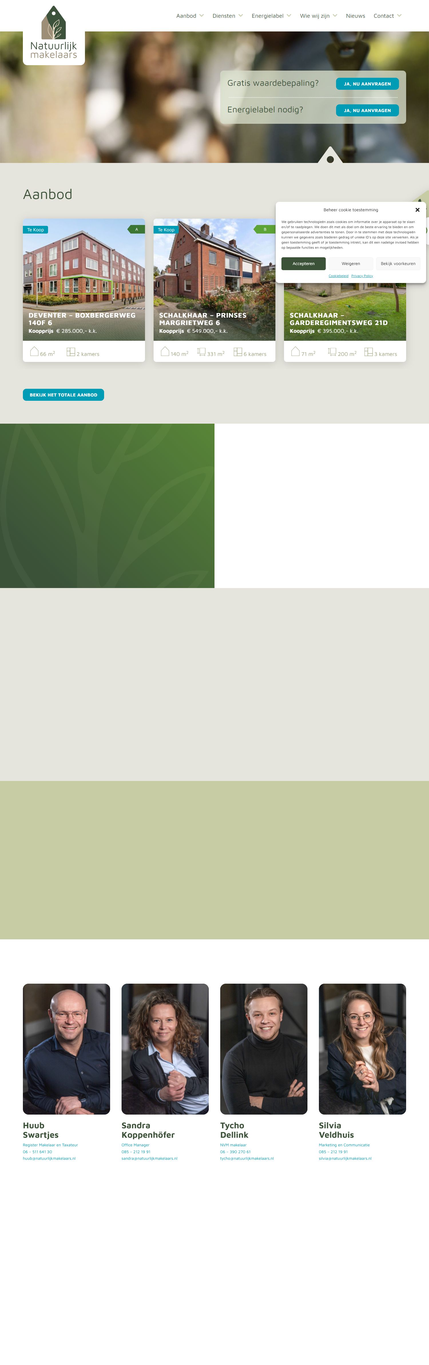 Screenshot van de website van www.natuurlijkmakelaars.nl