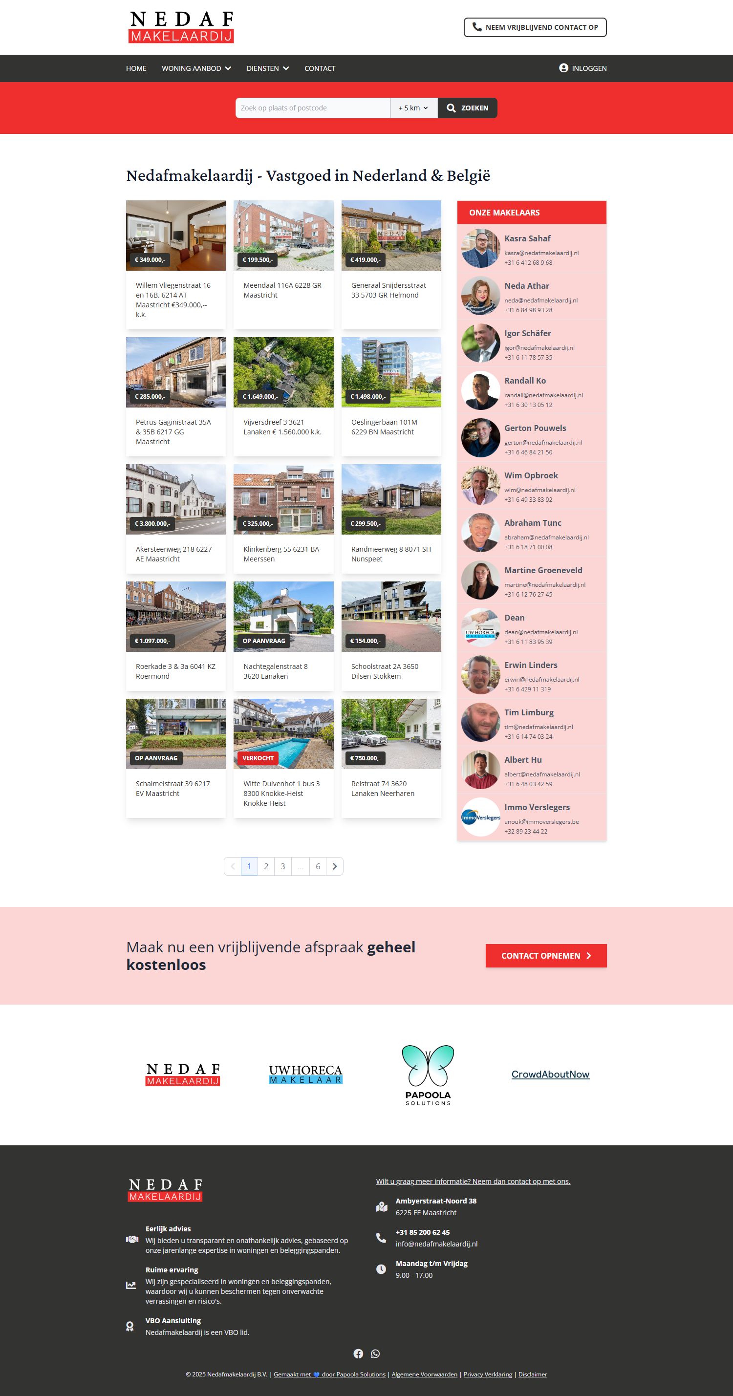 Screenshot van de website van www.nedafmakelaardij.nl