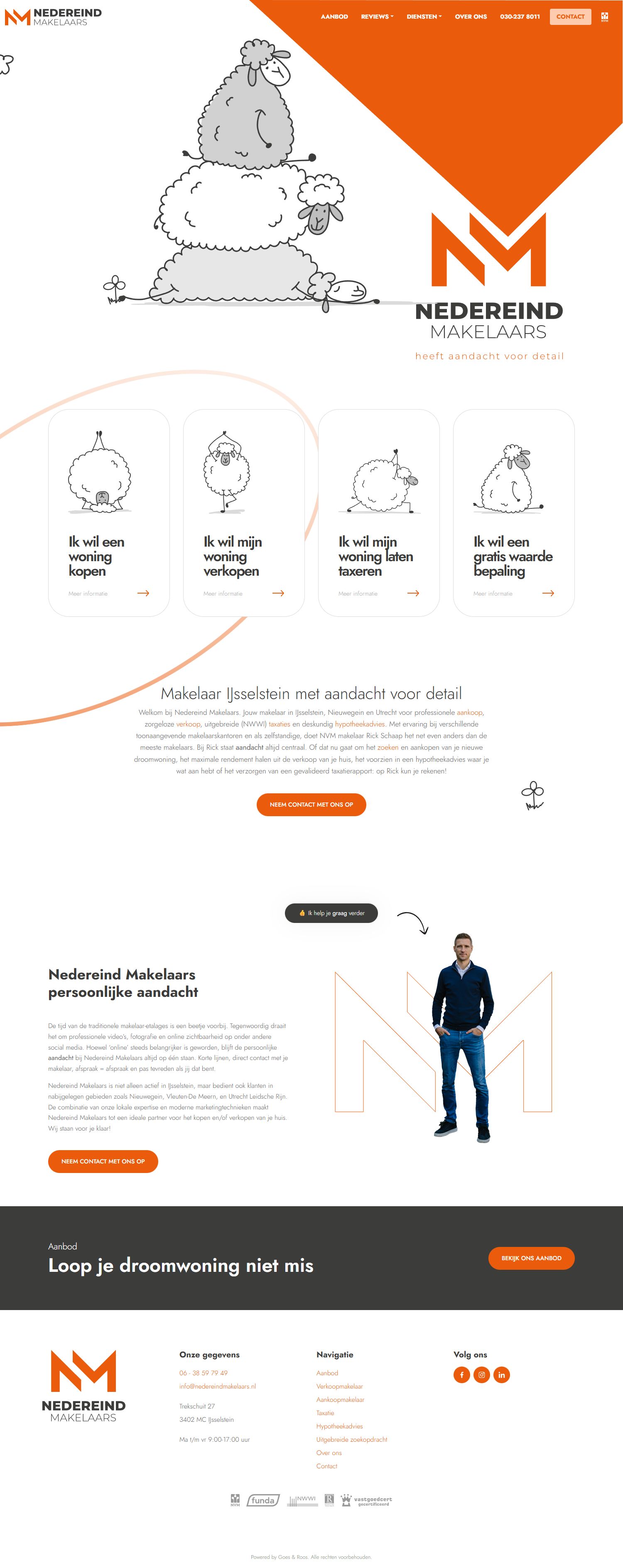 Screenshot van de website van www.nedereindmakelaars.nl