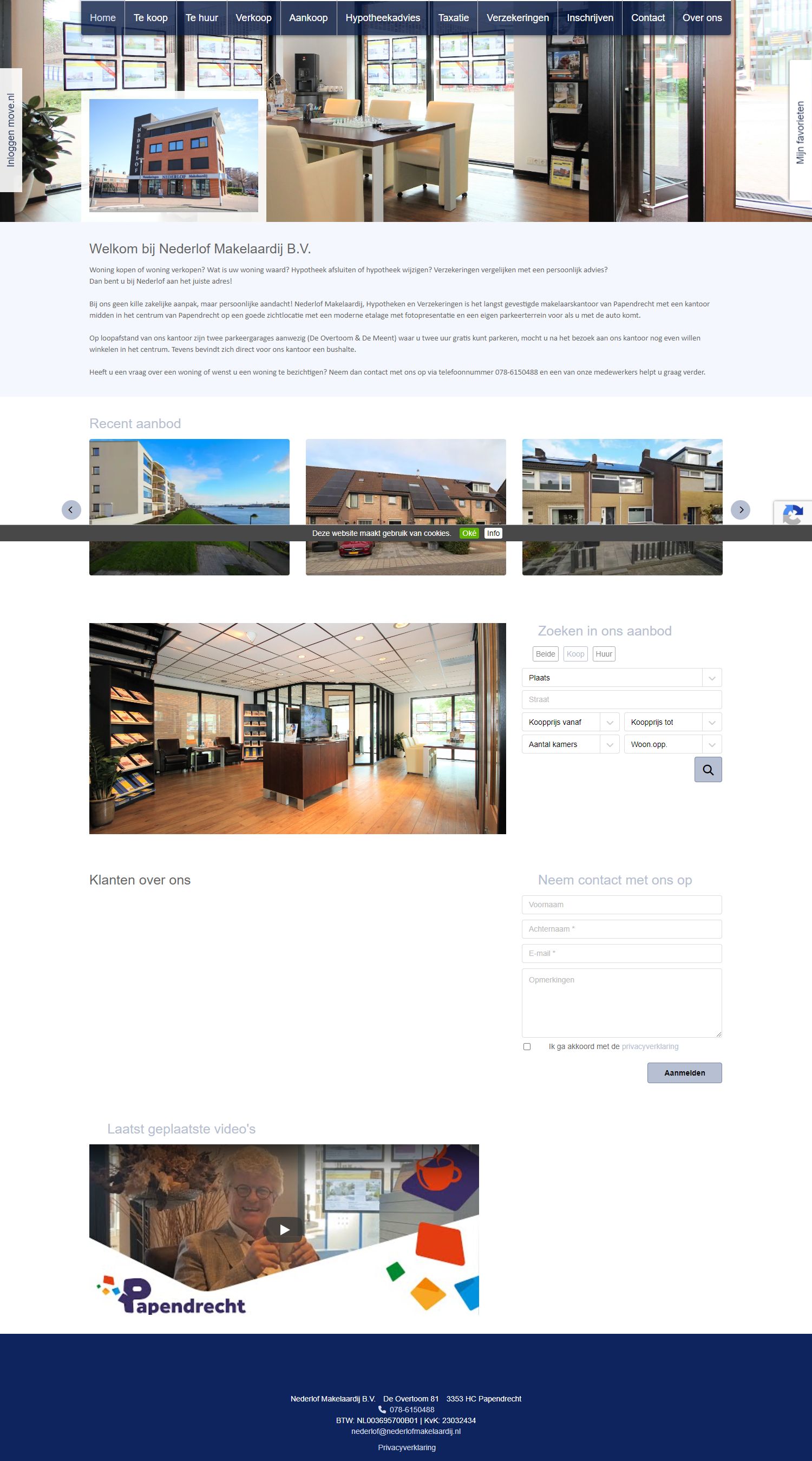 Screenshot van de website van www.nederlofmakelaardij.nl