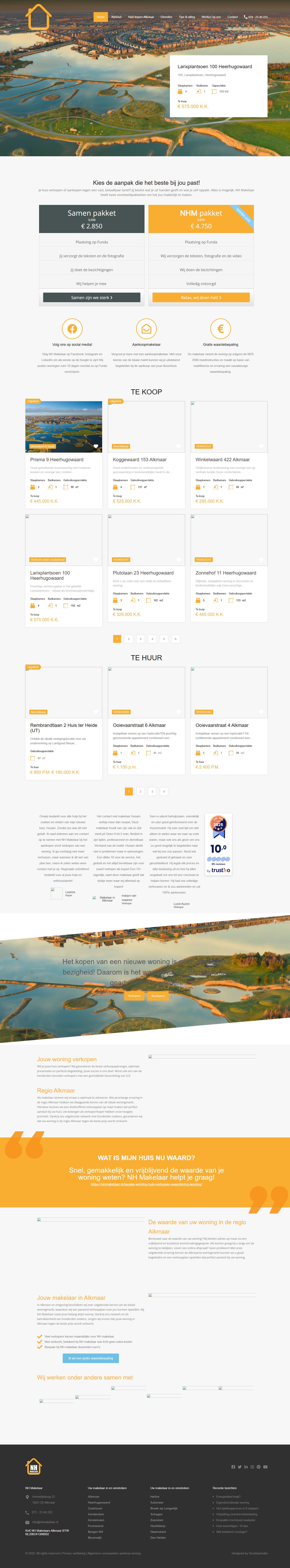 Screenshot van de website van www.nhmakelaar.nl